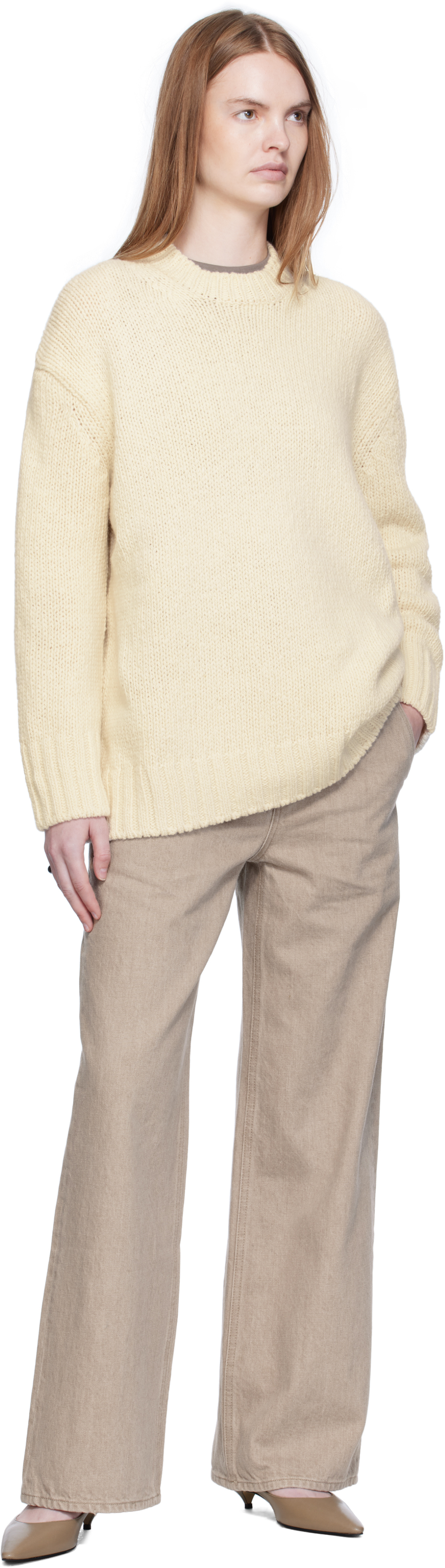 Off-White Basic Round Neck Knit Sweater