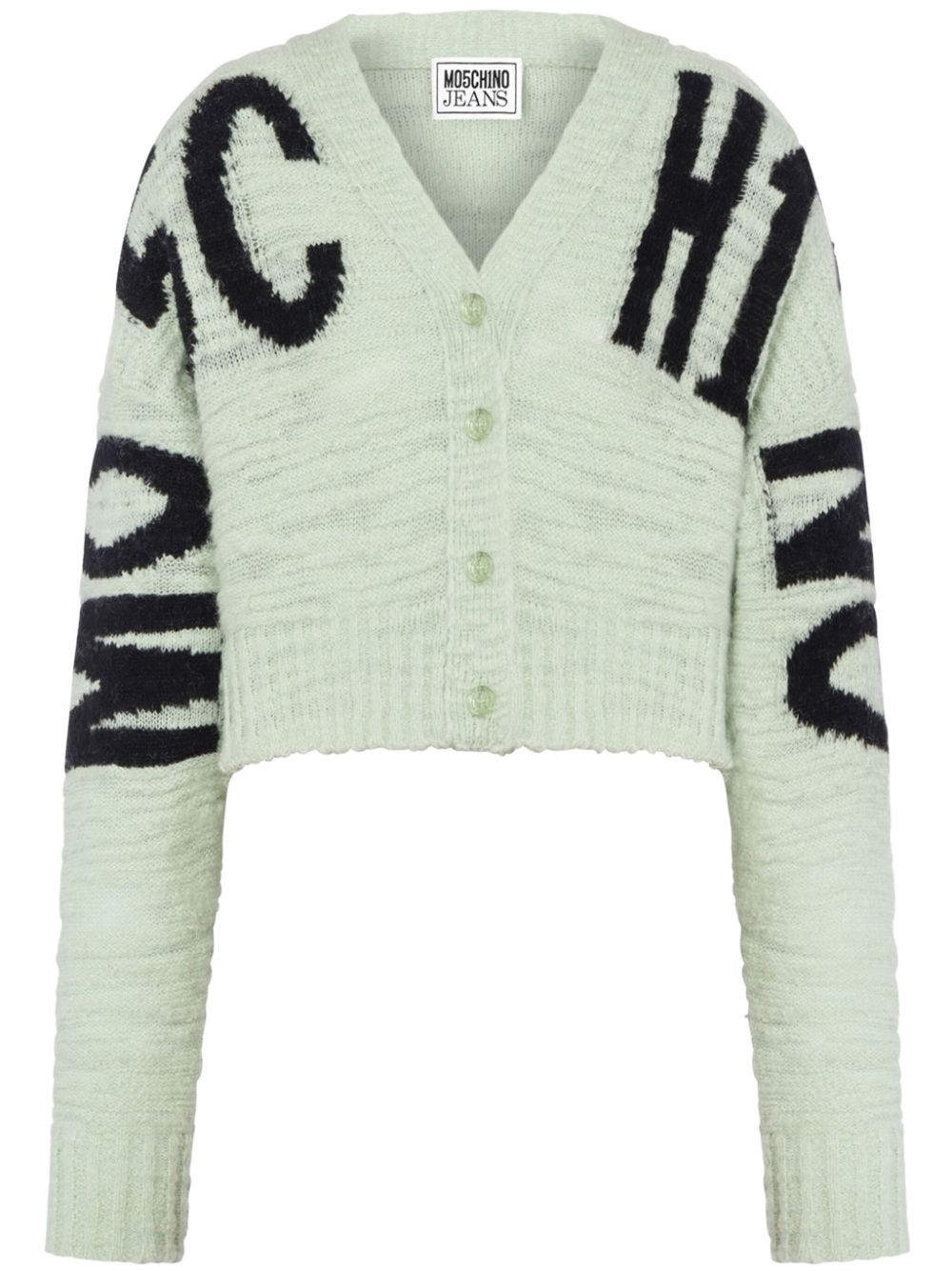 Cropped knitted cardigan - Green