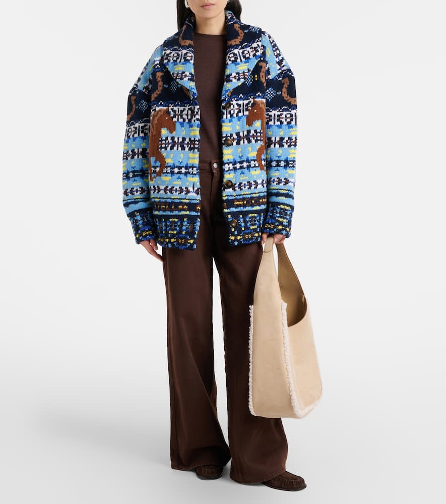 Teddy-trimmed shoulder bag