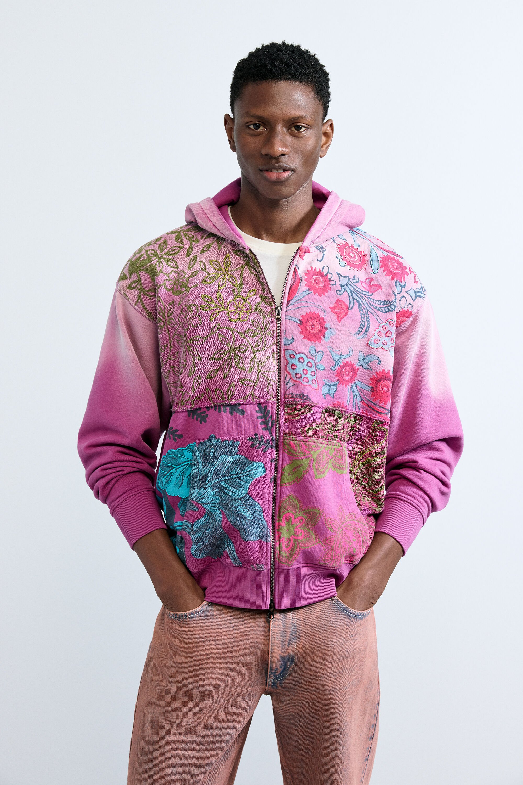 Floral Zipper Sweatshirt