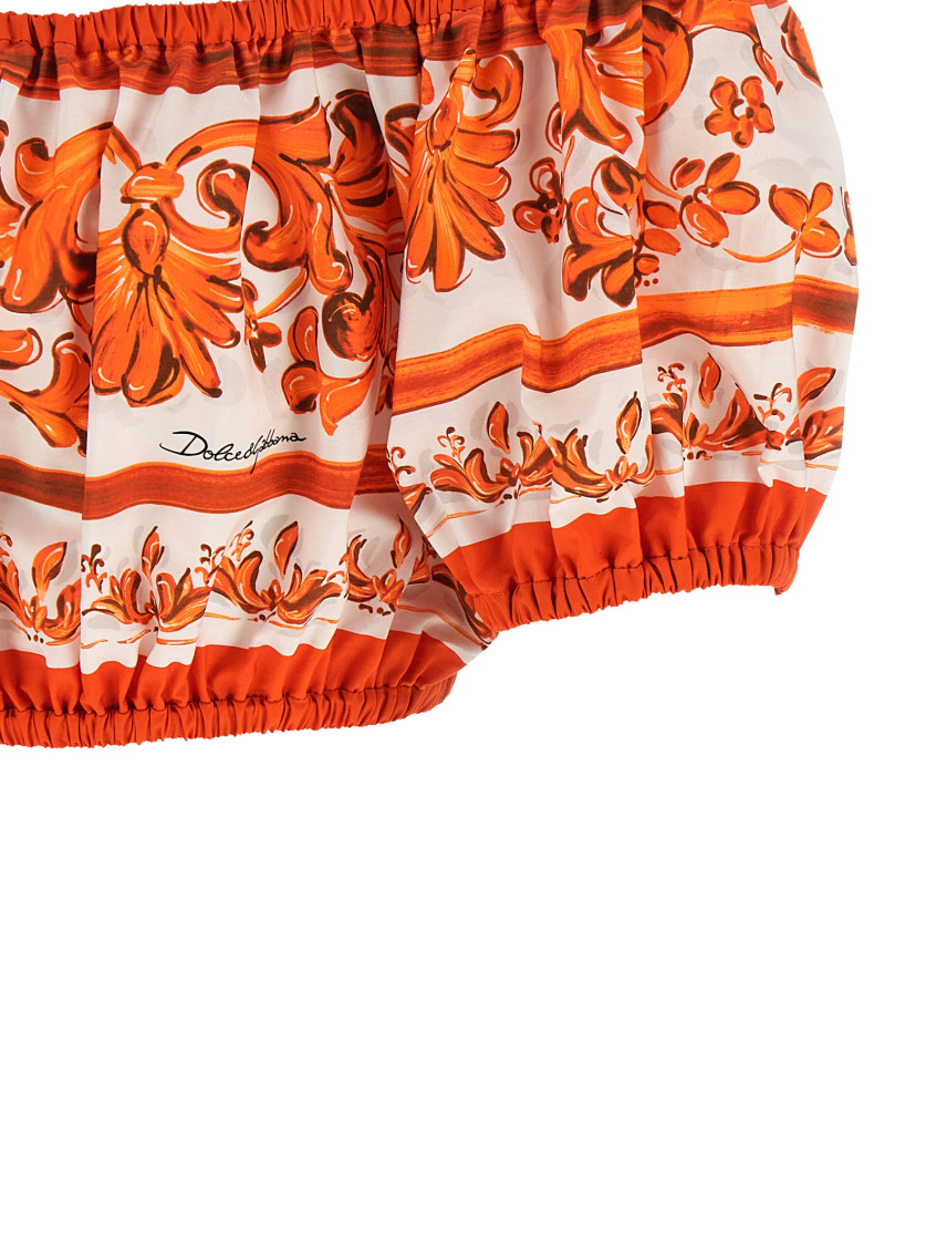 Dolce&Gabbana - majolica print poplin off shoulder top