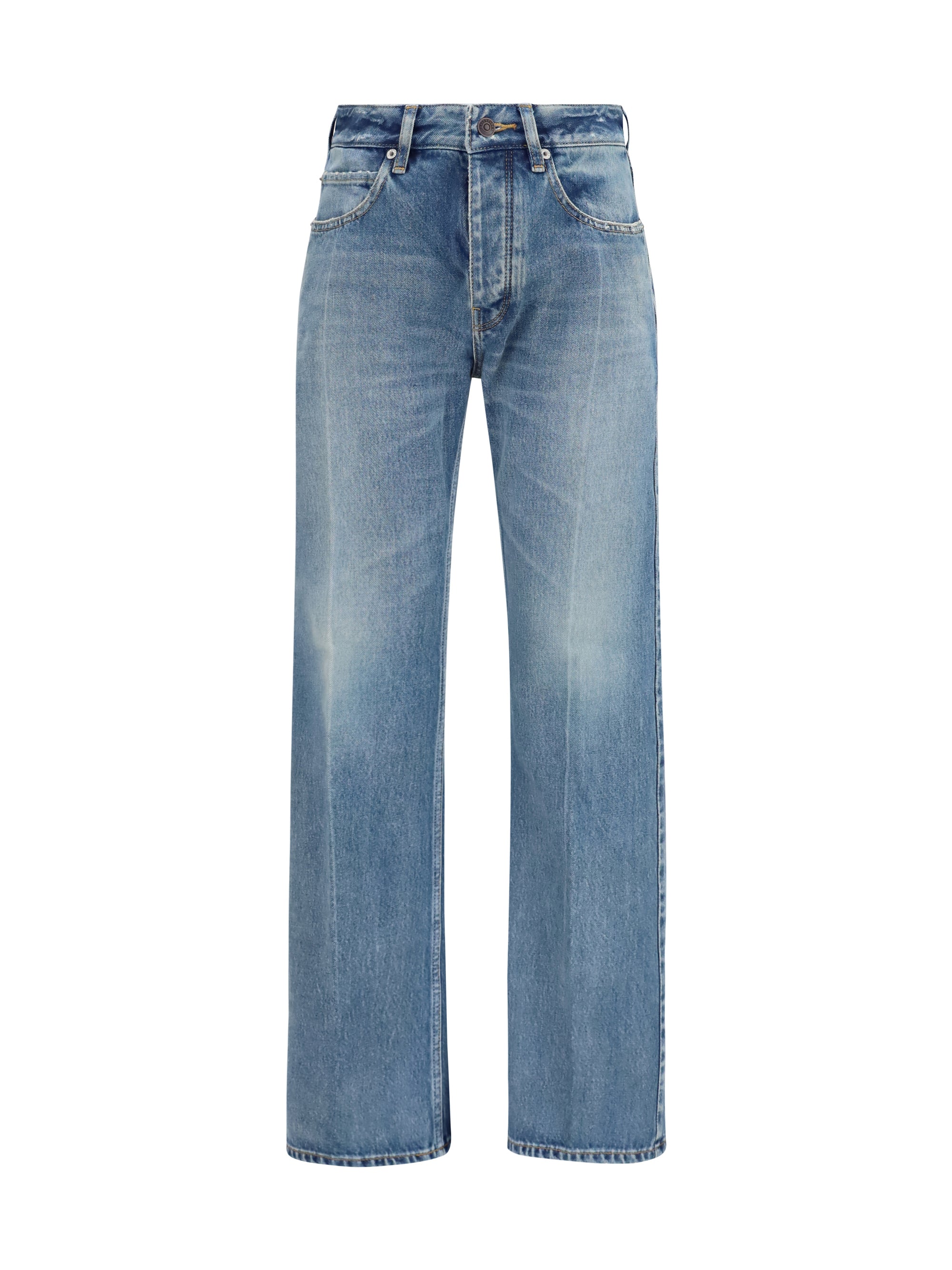 Straight-Leg Denim Jeans — Blue