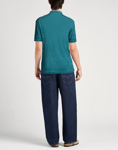 Man Sweater Deep teal Size 40 Linen, Cotton