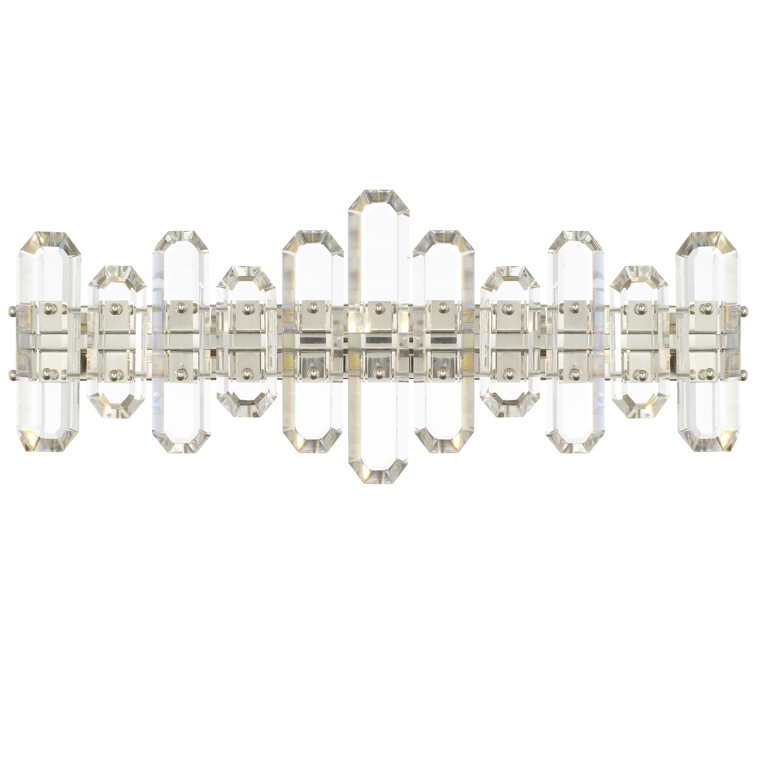 Bolton 3-Light 26" Bathroom Vanity Light in Polished Nickel with Faceted Crystal Elements Crysta