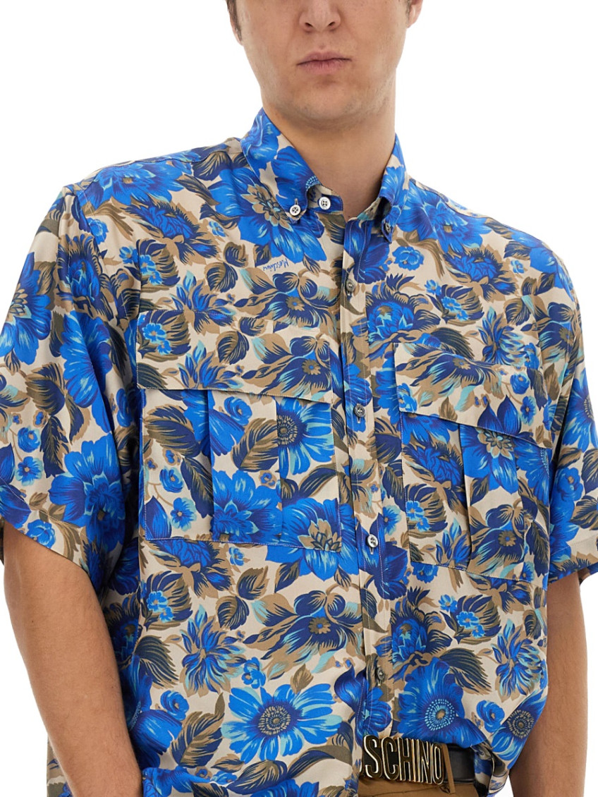 Blue Flowers Allover Print Shirt