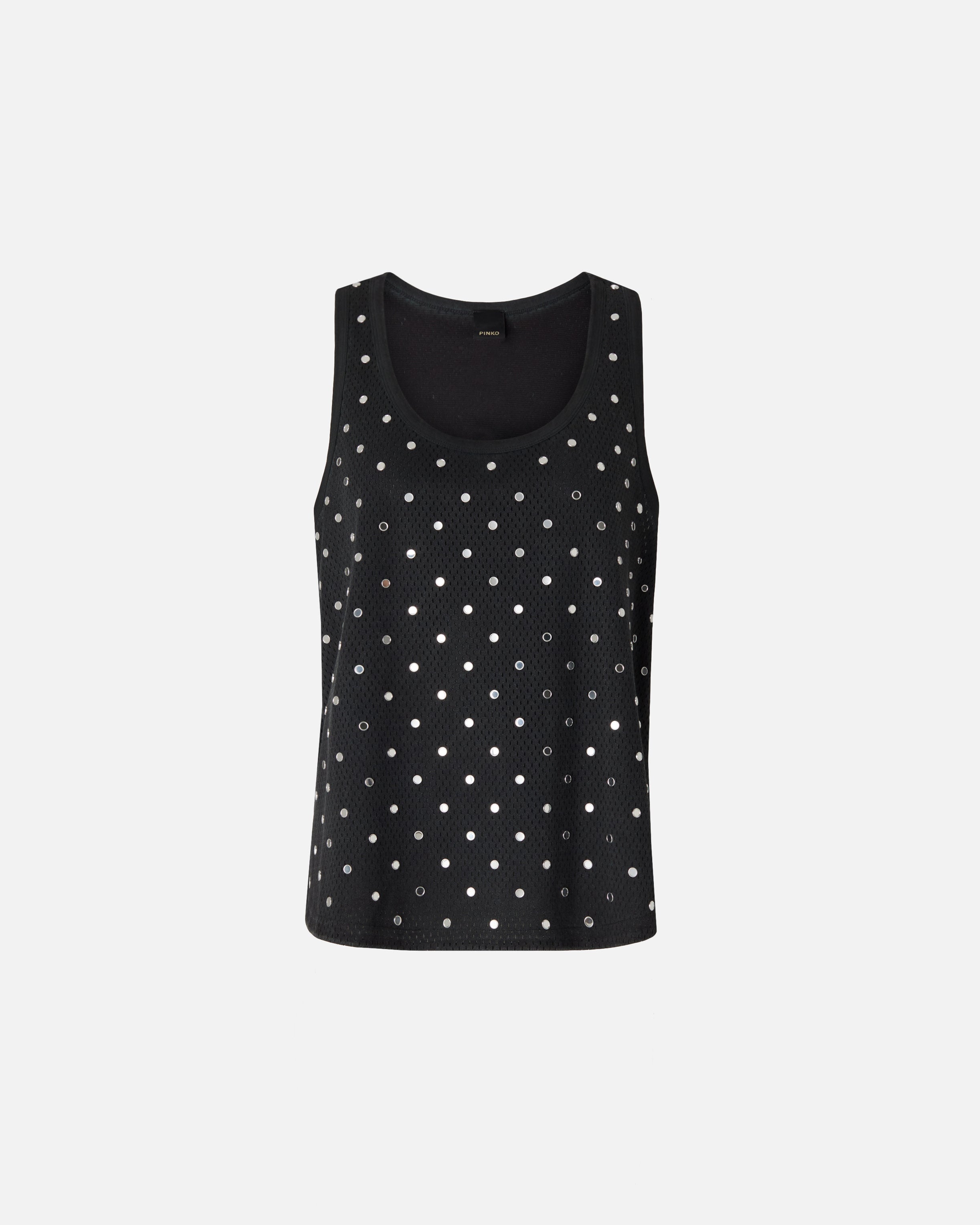Mesh vest top with mirror detail - L