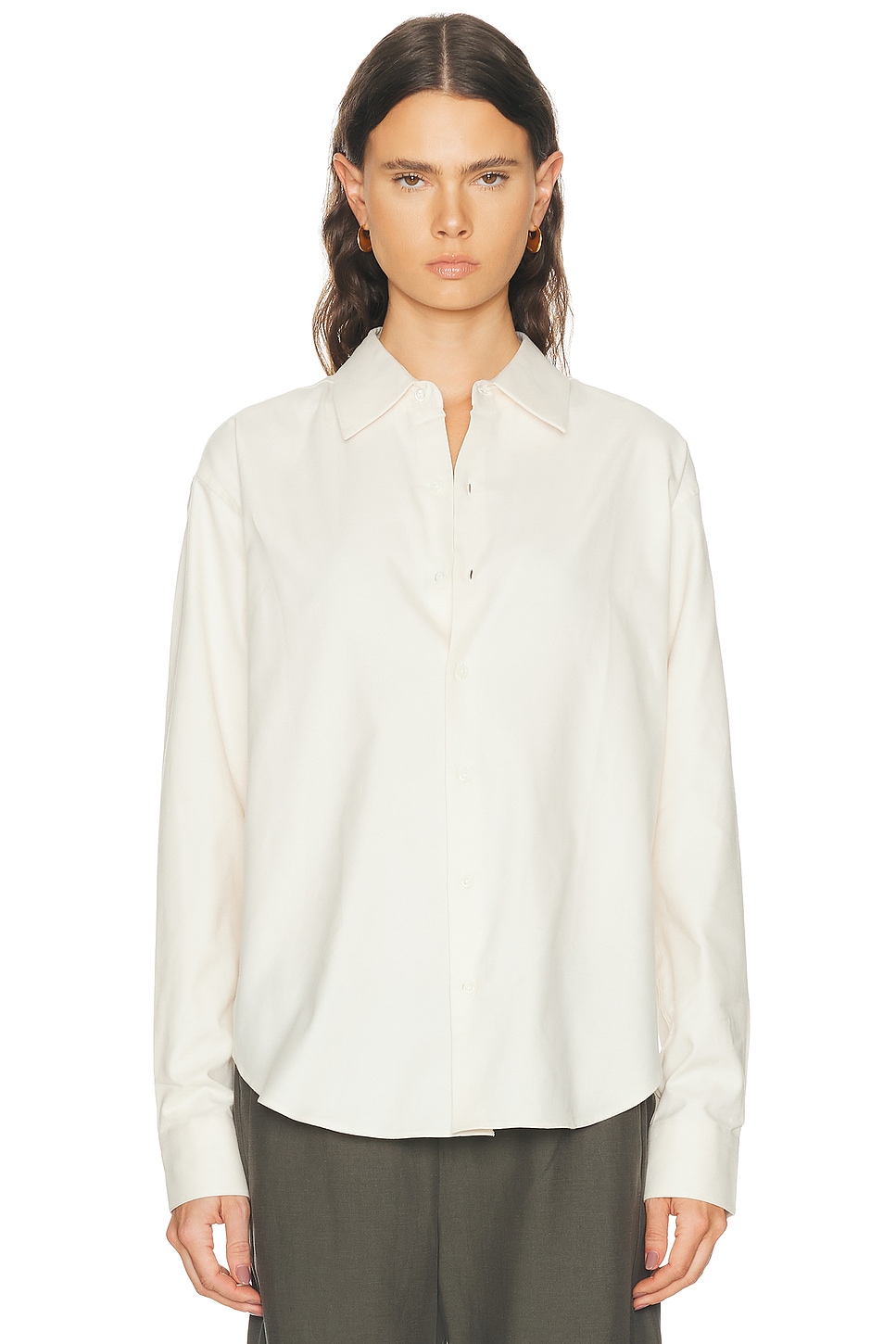 Comme Si La Shirt Flannel Classica in Cream Twill - Cream. XS also in S