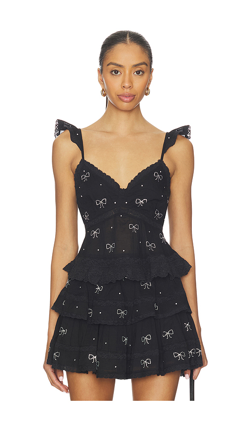 LoveShackFancy Lainie Top in Black. L. Also in M, S, XL
