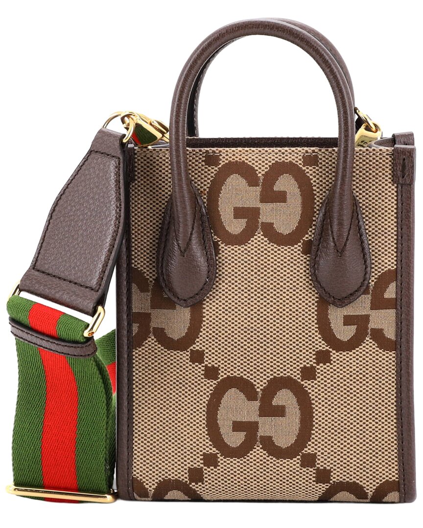 Brown Jumbo Gg Canvas Vertical Tote Mini (Authentic Pre-Loved)