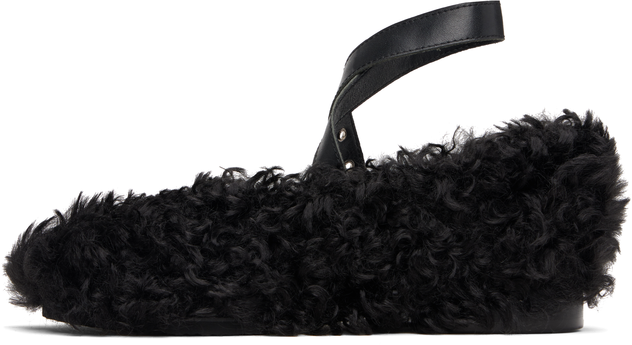 Black Strap Toe Ballerina Flats