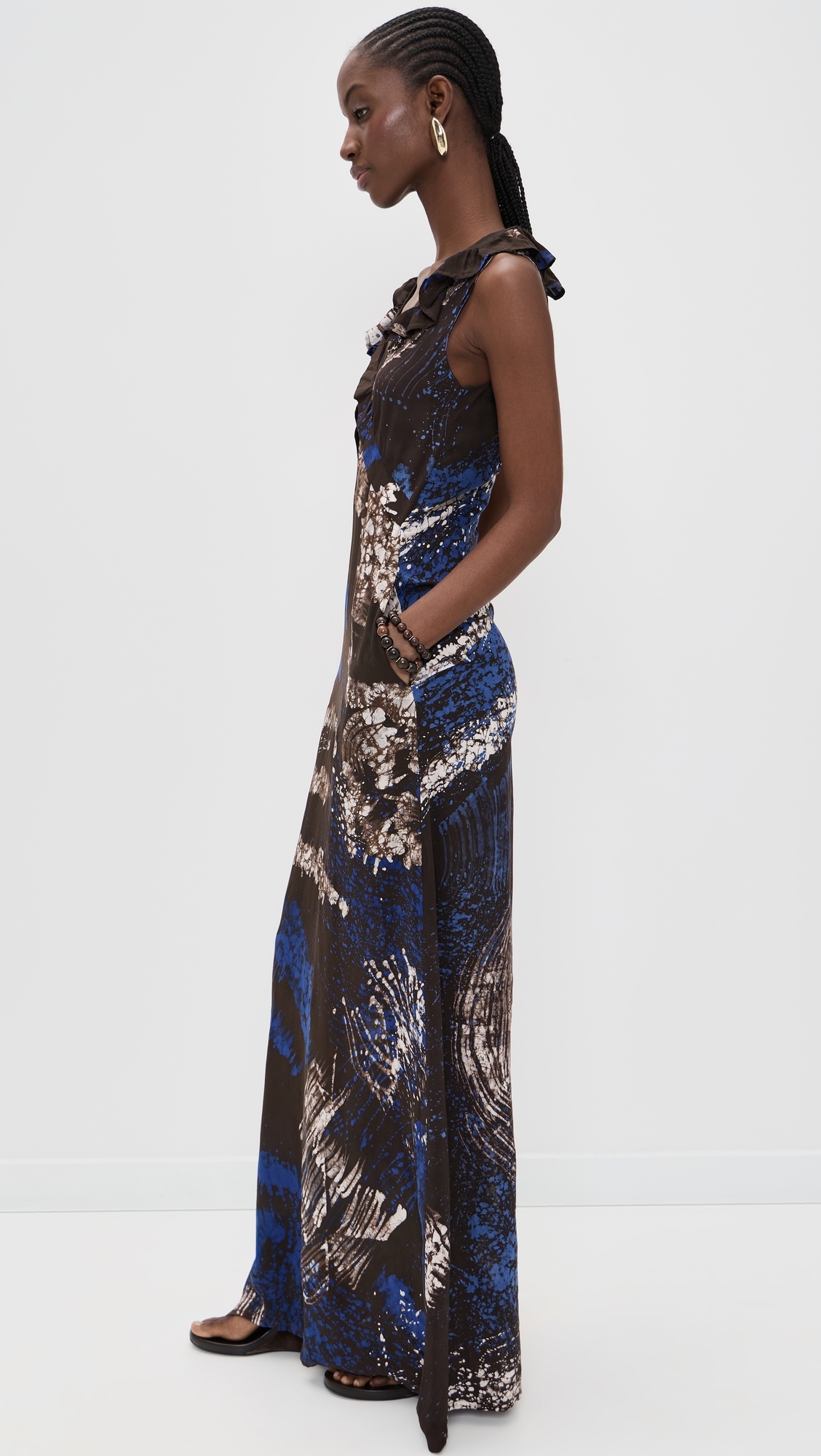 Kemi Dress Blue/Brown/Peach