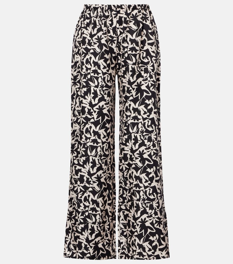 Loreto printed silk twill wide-leg pants