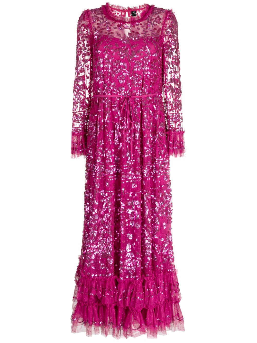 Sequinned ruffled maxi dress - Purple