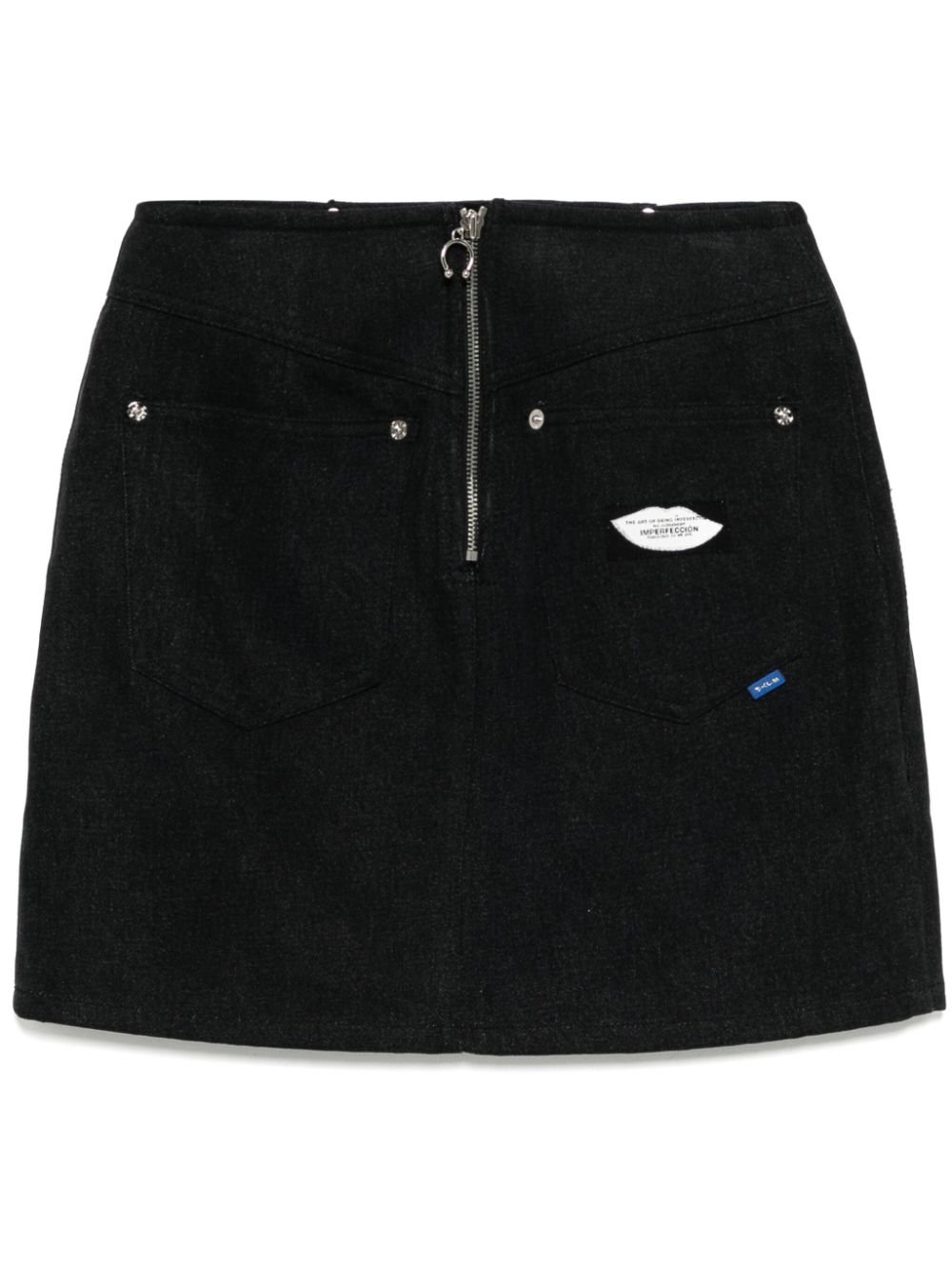 Rhinestone denim skirt - Black