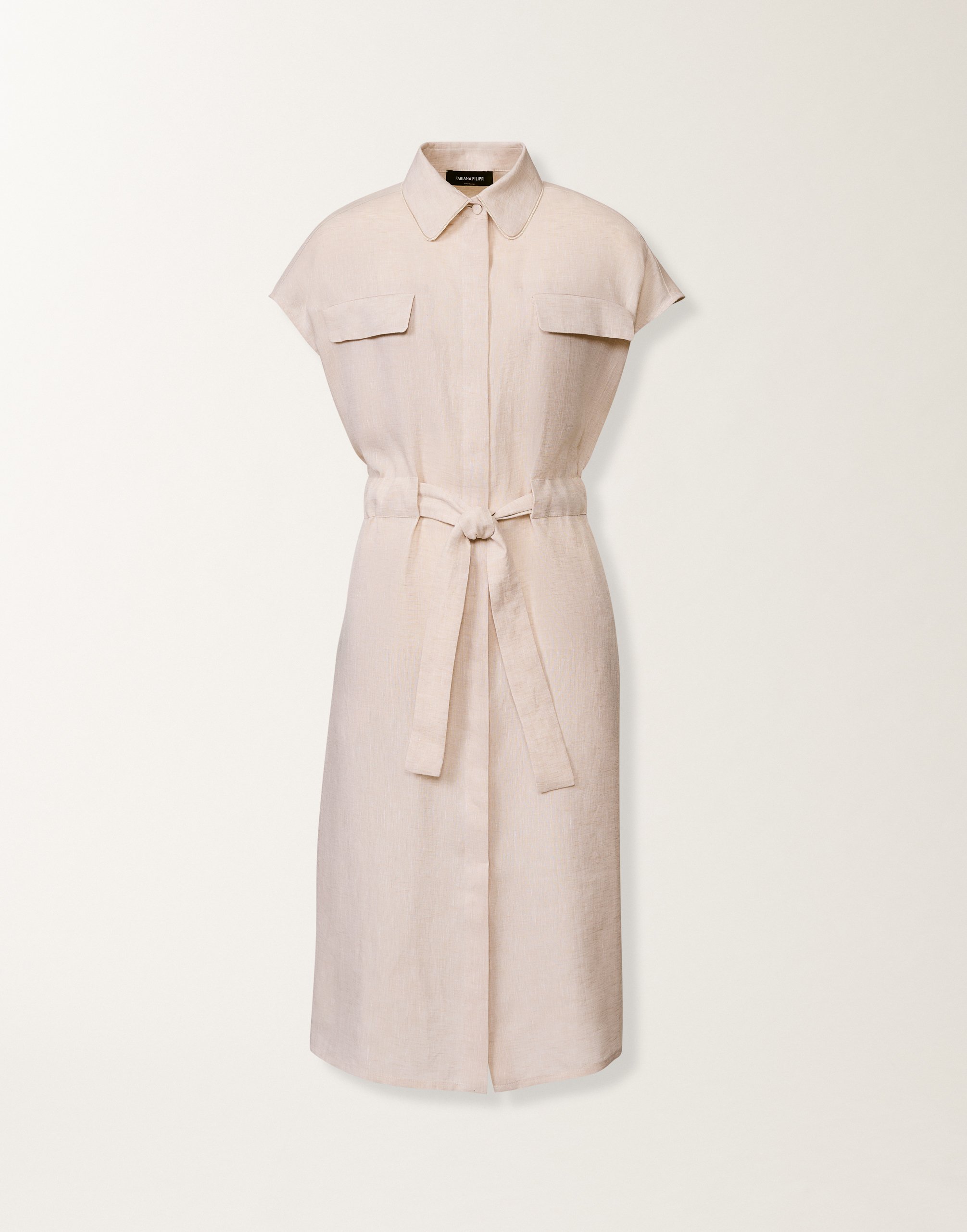 Sahariana dress in natural linen canvas