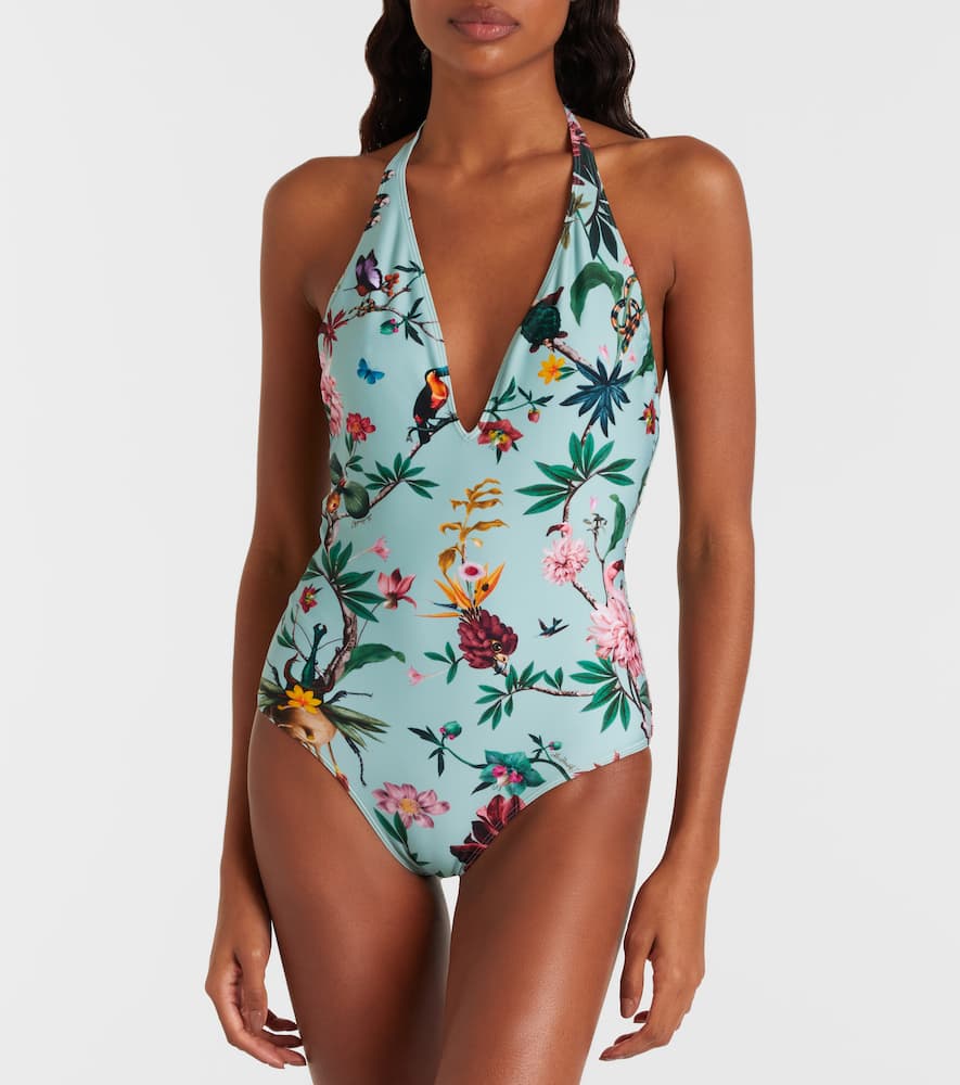 Printed halterneck swimsuit
