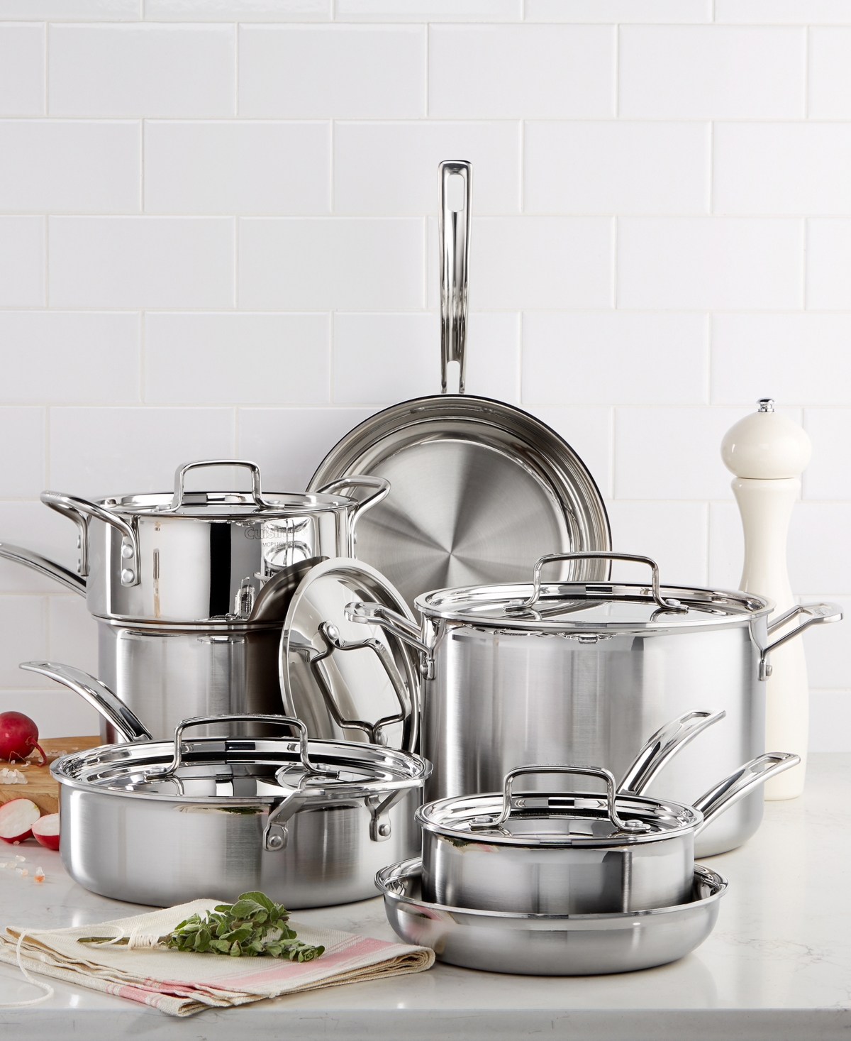 Multiclad Pro Tri-Ply Stainless Steel 12 Piece Cookware Set - Stainless Steel