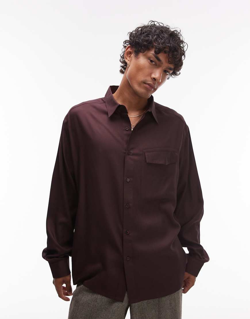 Oversized fit shirt in brown