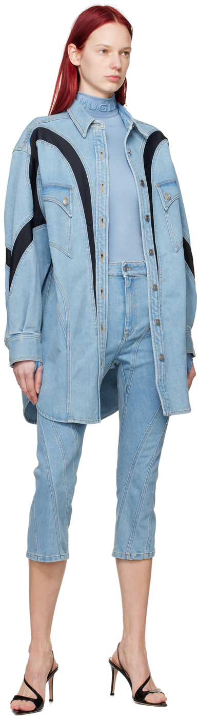 Mugler Blue Spiral Crop Jeans