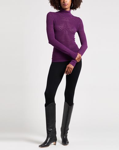Woman Turtleneck Purple Size 2 Viscose, Polyester