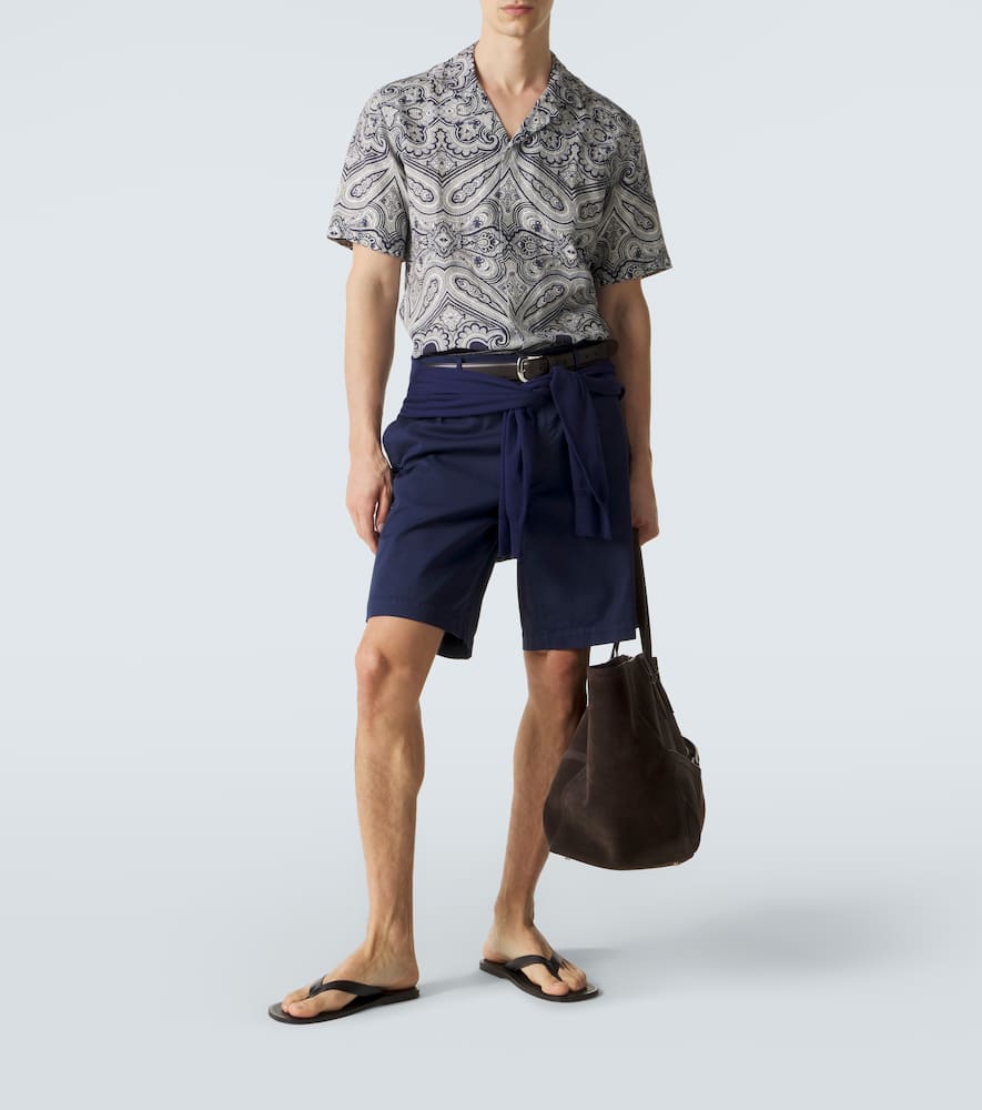 Maitan paisley linen bowling shirt