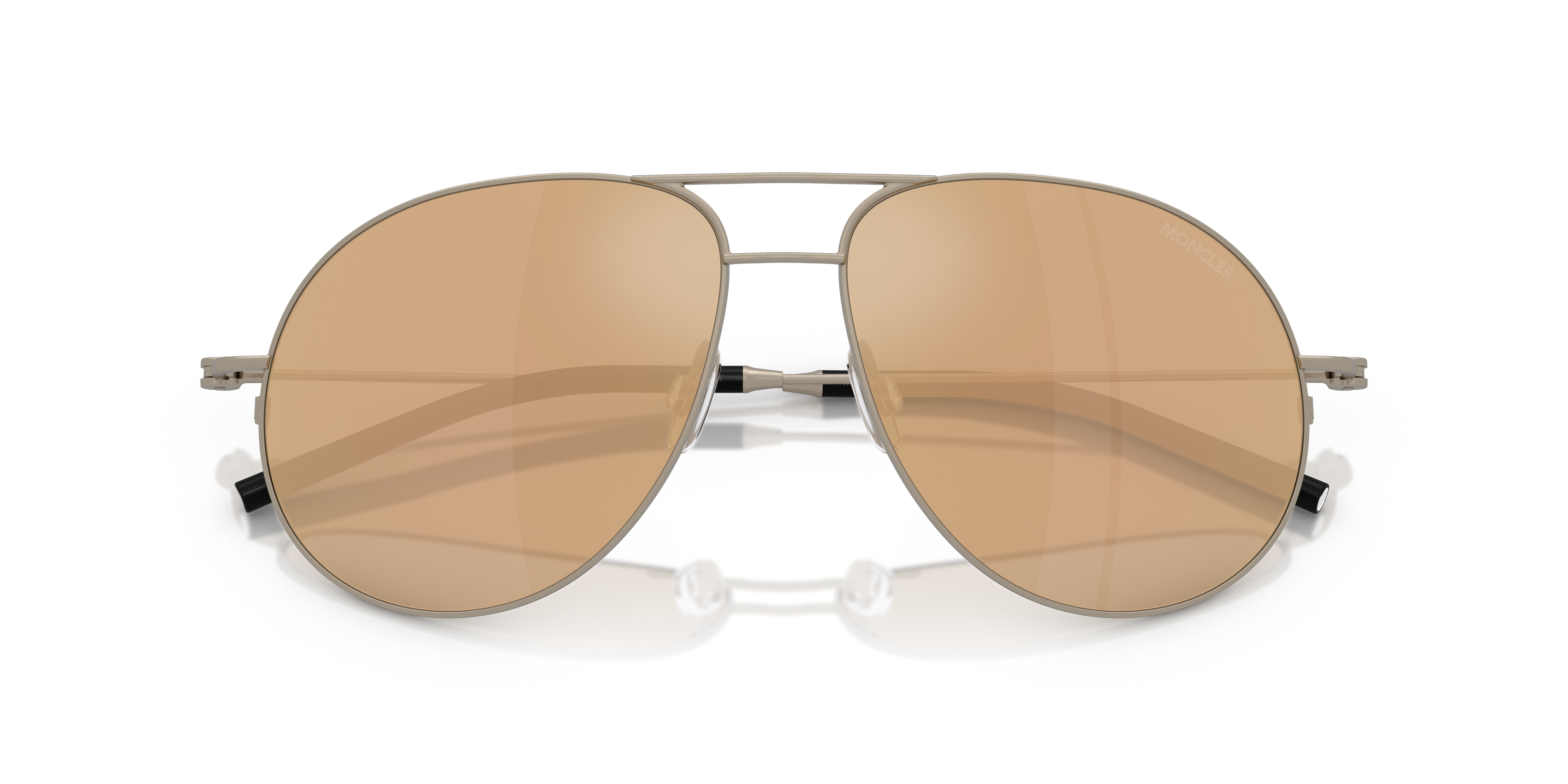 Moncler Unisex Moncler ME4002 FLYZE 10037J Sunglasses Steel Bronze Brown Pilot Mirror