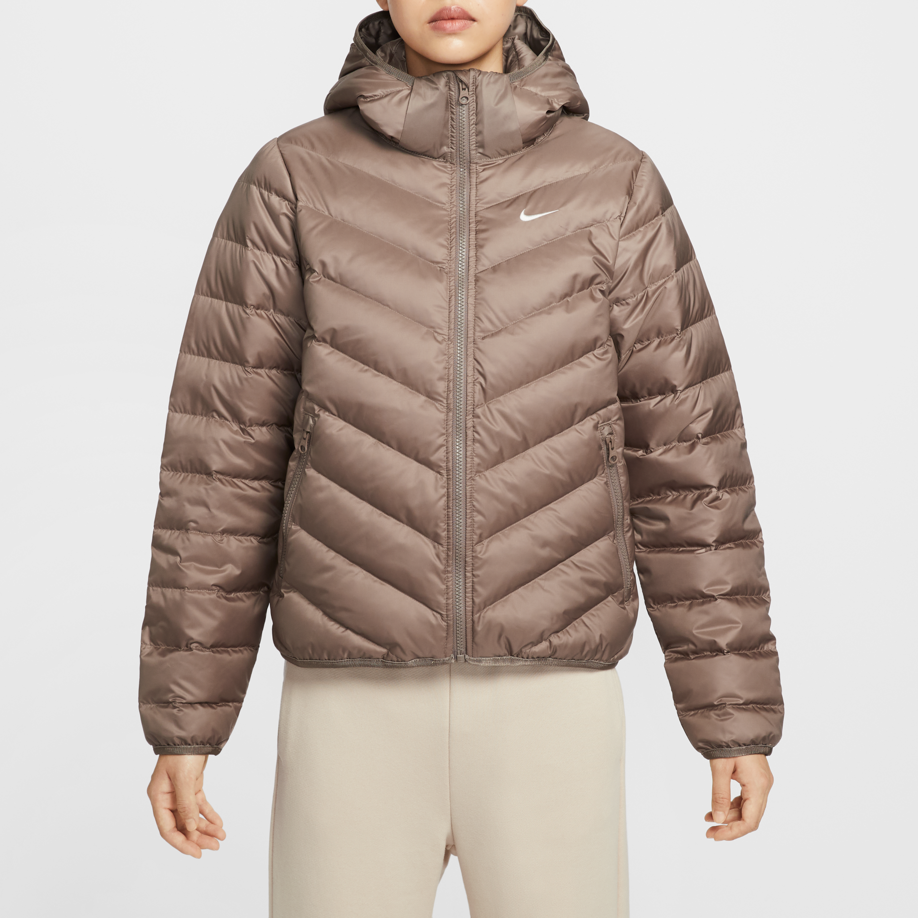 (WMNS) Sportswear Windpuffer Therma-Fit Hooded Puffer 'Mink Brown'