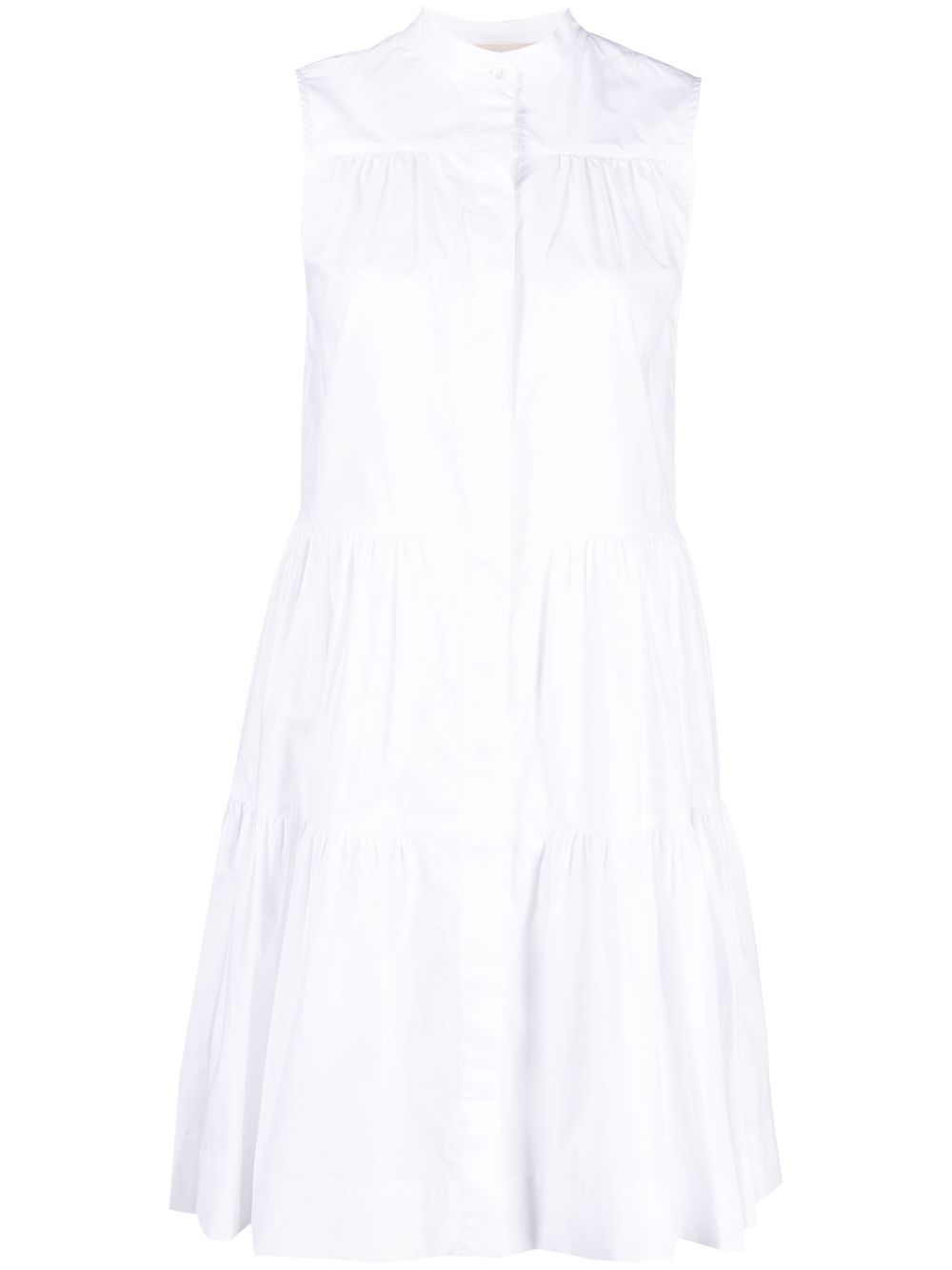 Tiered cotton shirtdress - White