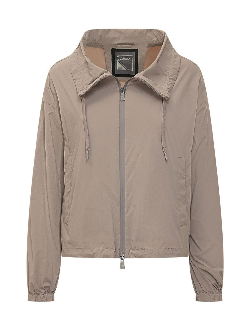 Beige Solid Shirt Collar Jacket