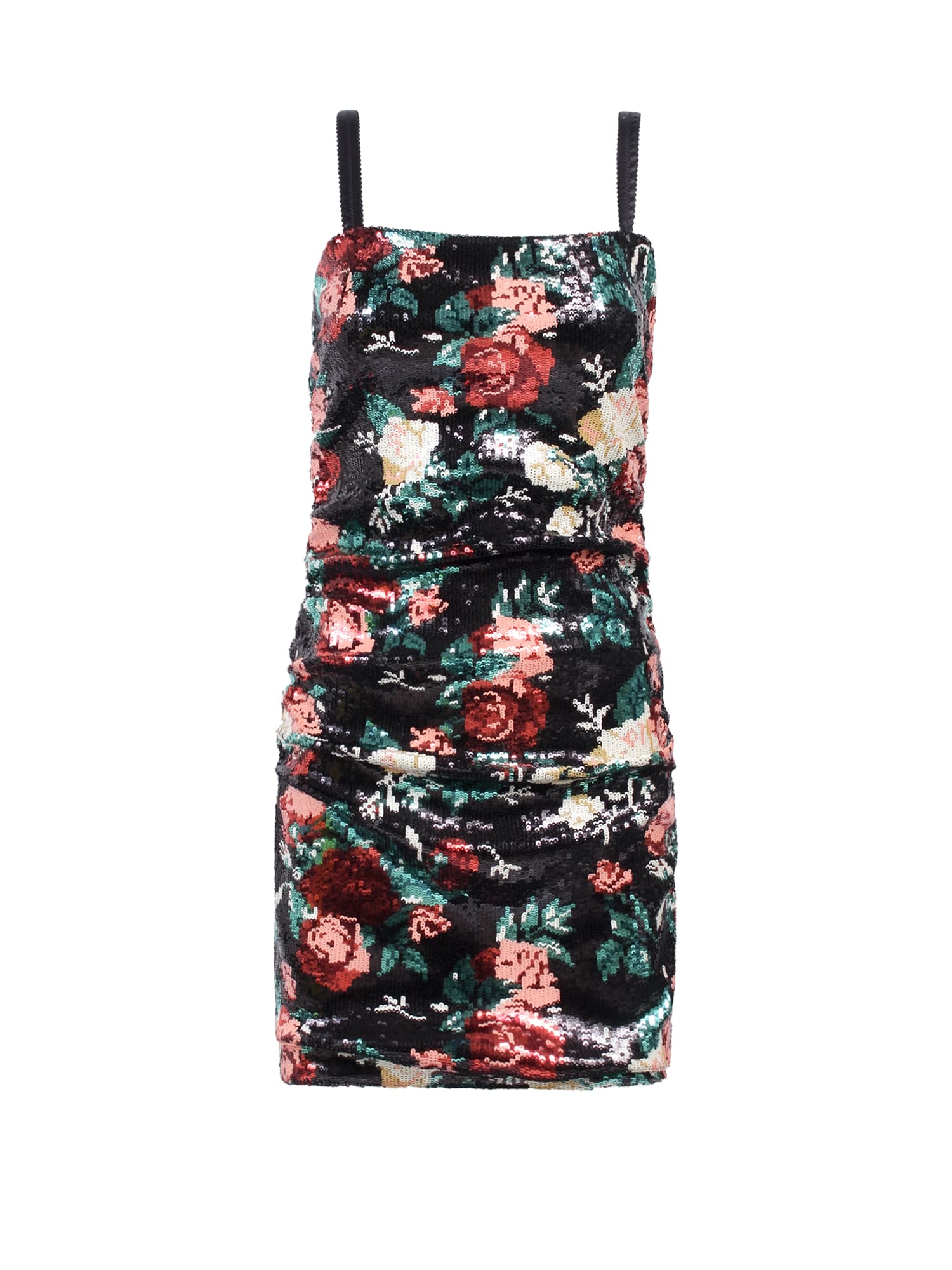 Sequinned floral motif mini dress
