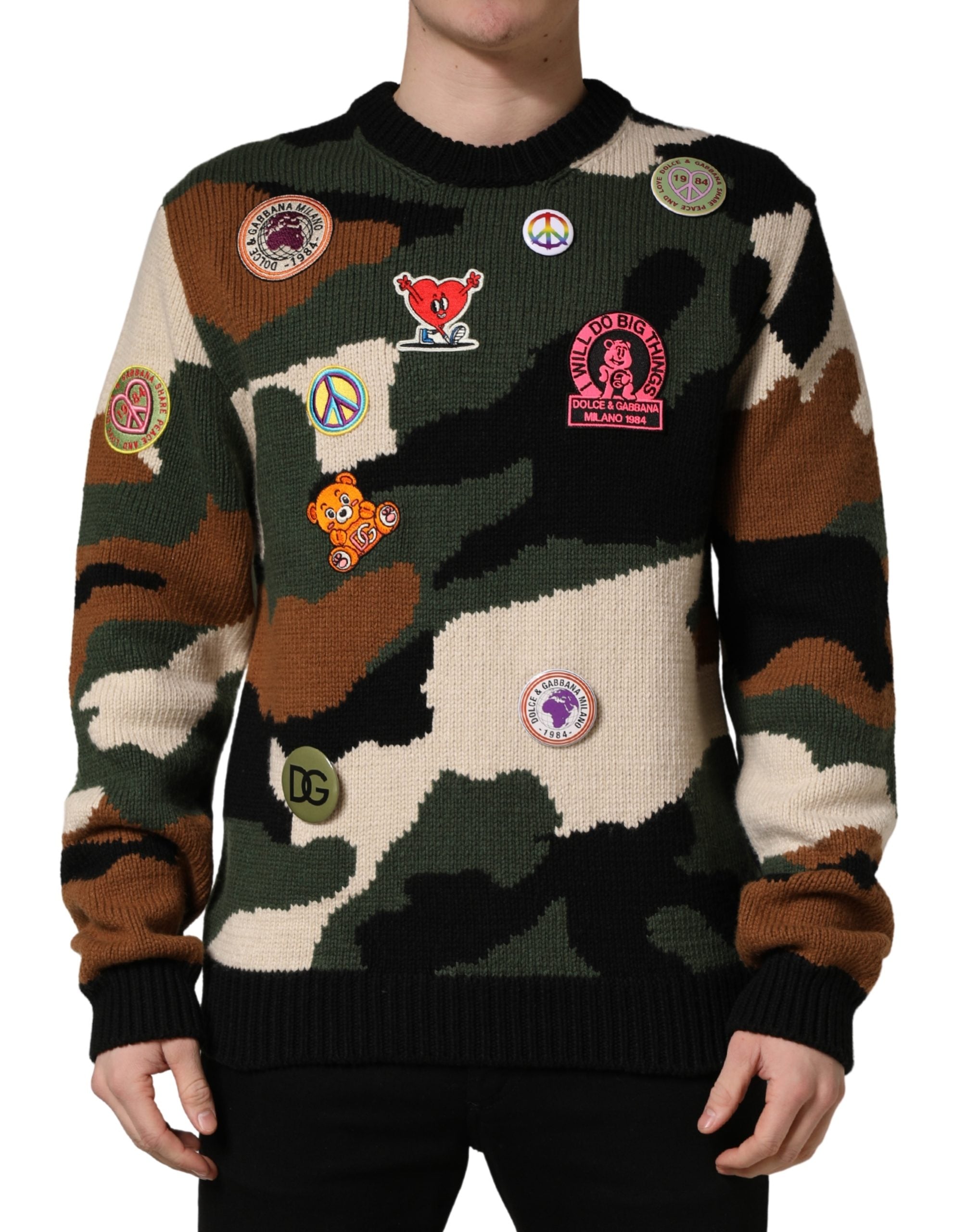 Camouflage Intarsia-Knit Sweater — Multicolor