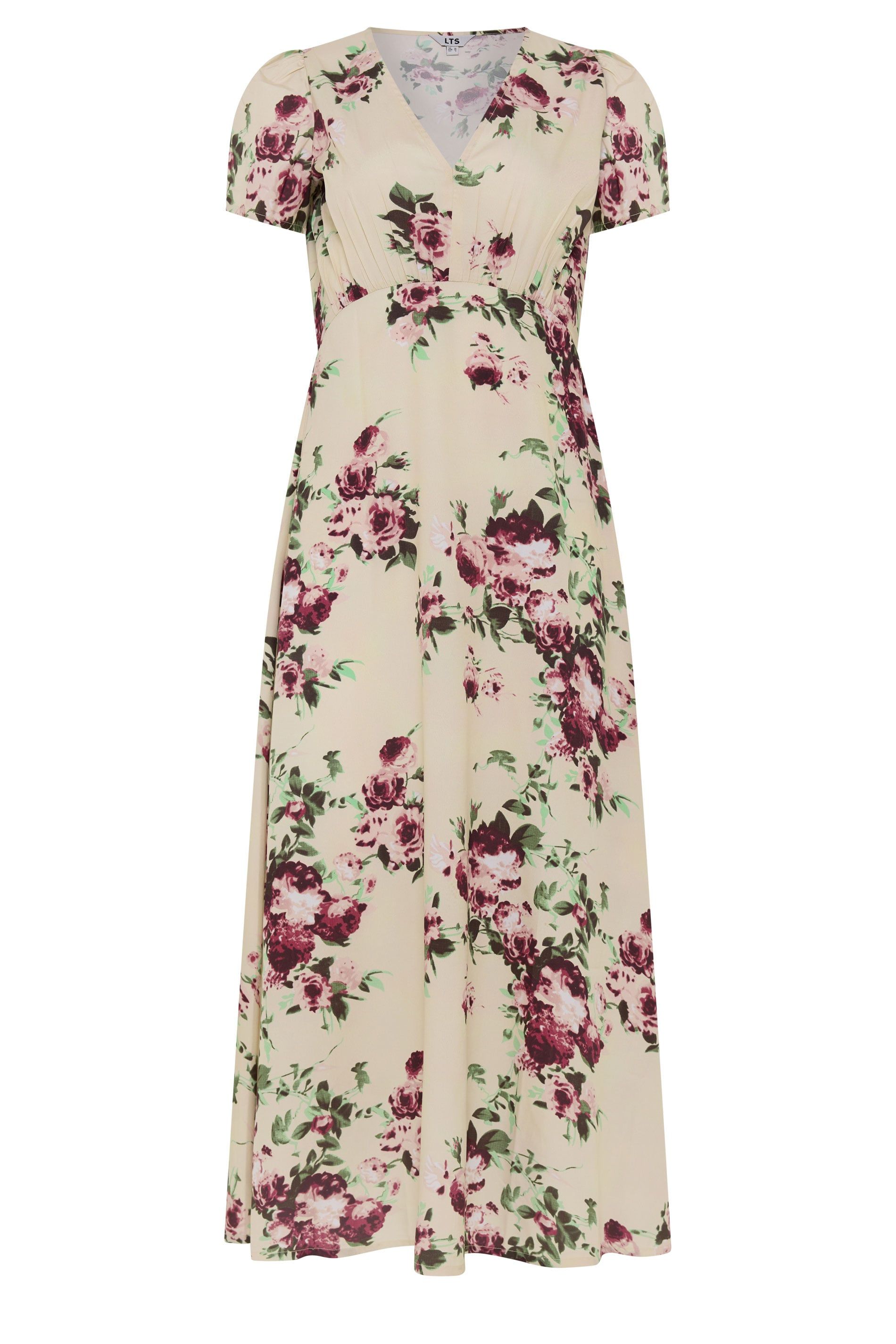 Long Tall Sally Women's Tall Floral Print Midi Dress in Crea