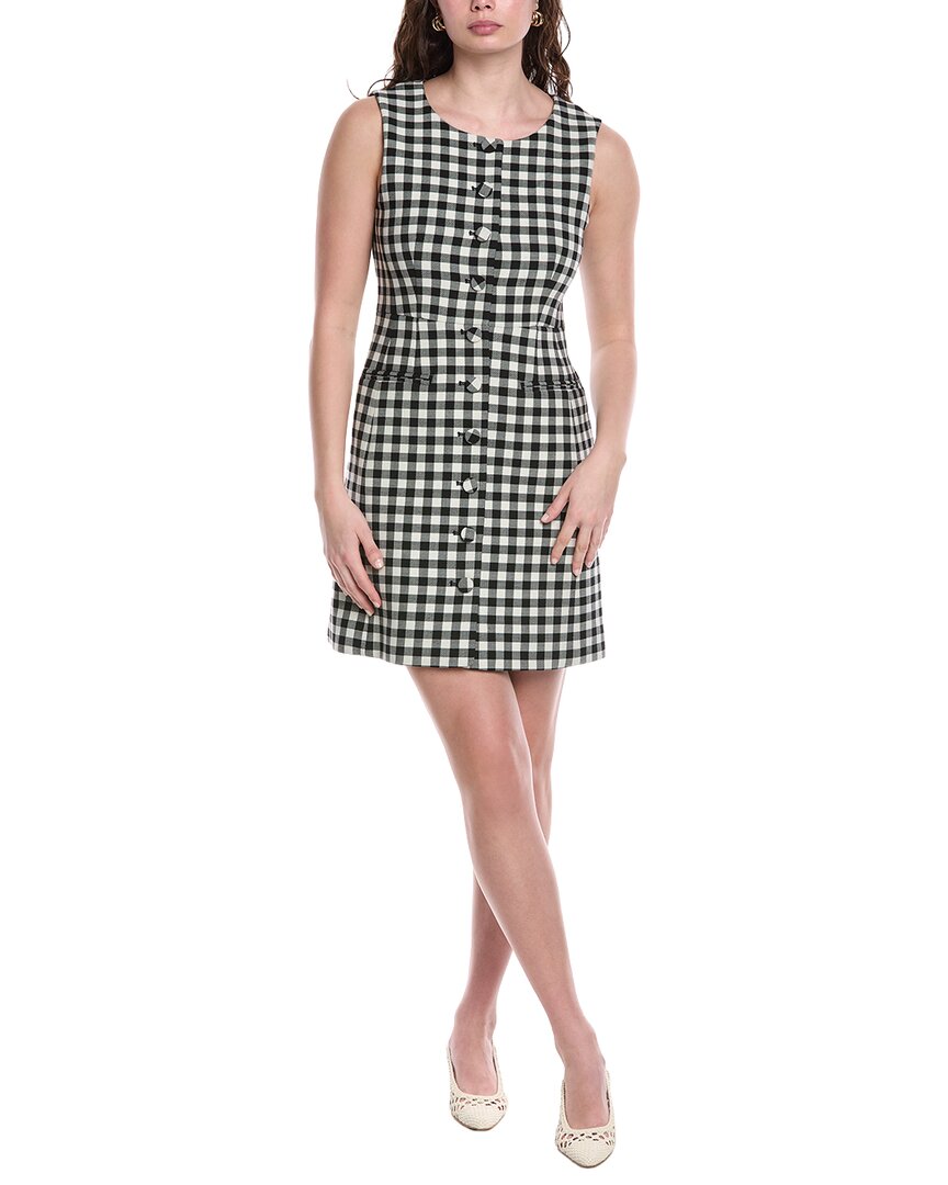 Phillipa Check Button Front Wool-Blend Mini Dress