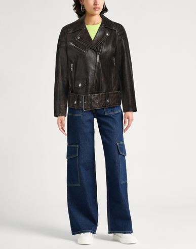 Stand Studio Woman Jacket Dark brown Size 6 Cow leather