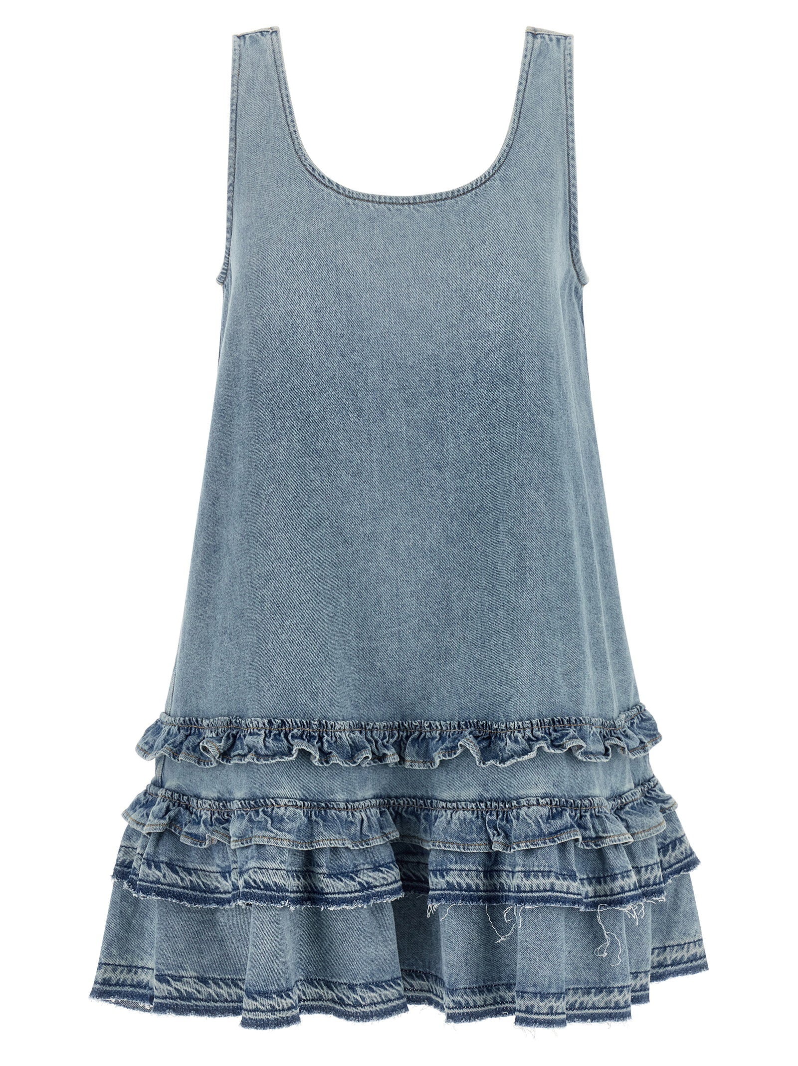 Organic Cotton Denim with Ruffled Hem Dress — blue