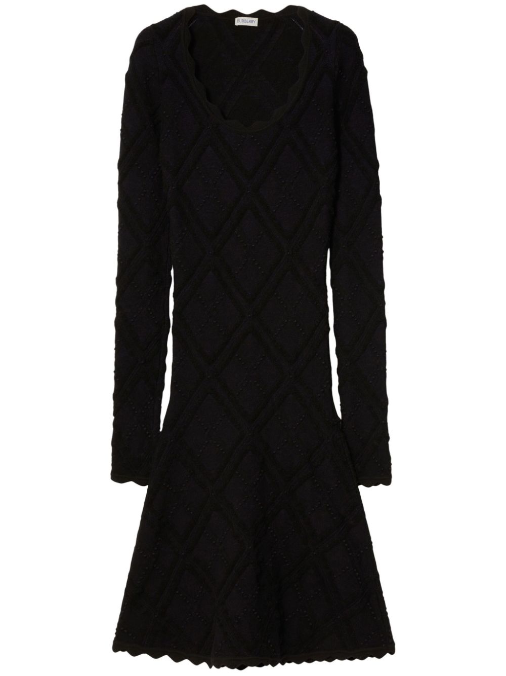 Aran long-sleeve knitted dress - Black