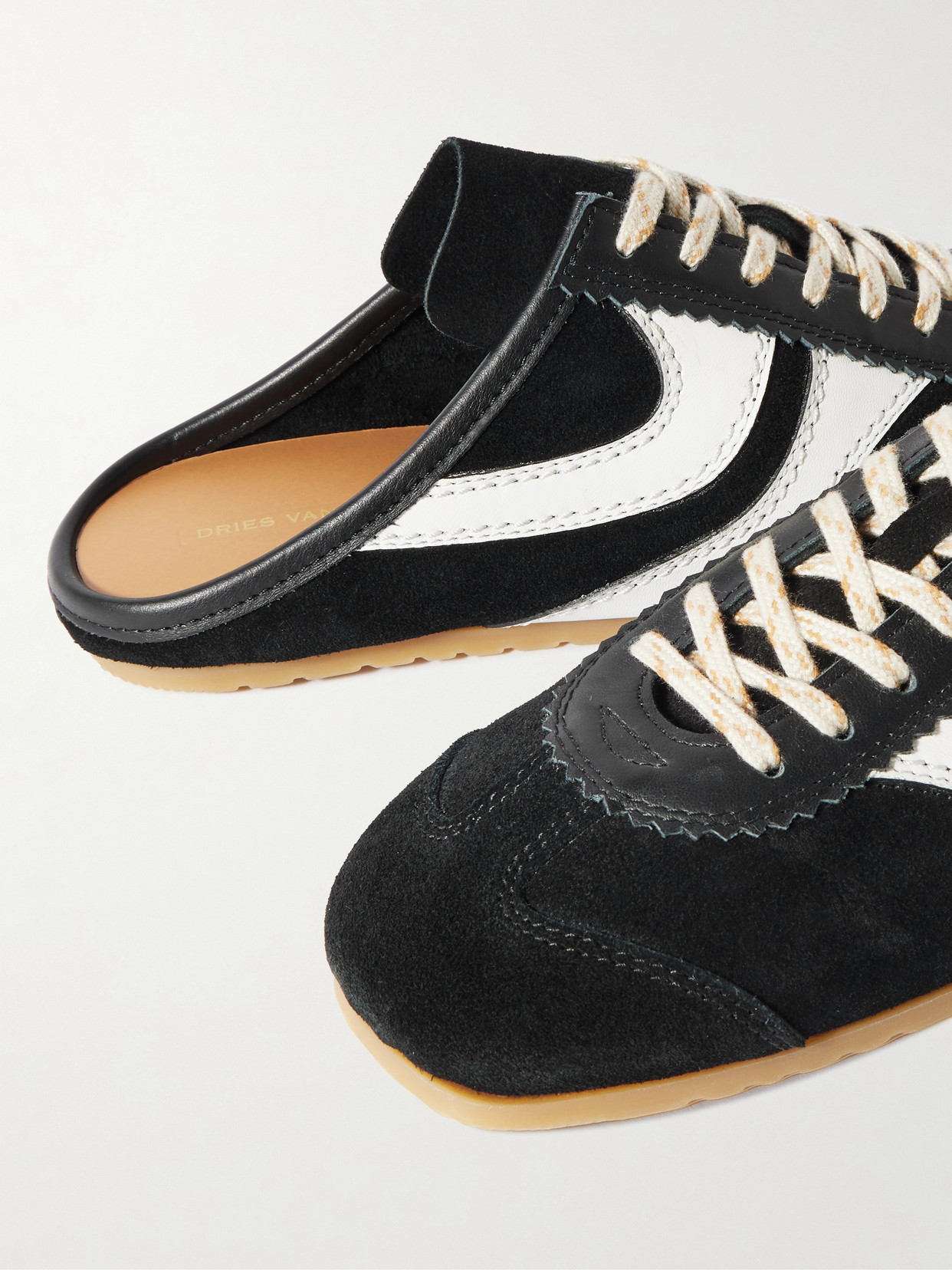 Leather-trimmed Suede Slip-on Sneakers - Black