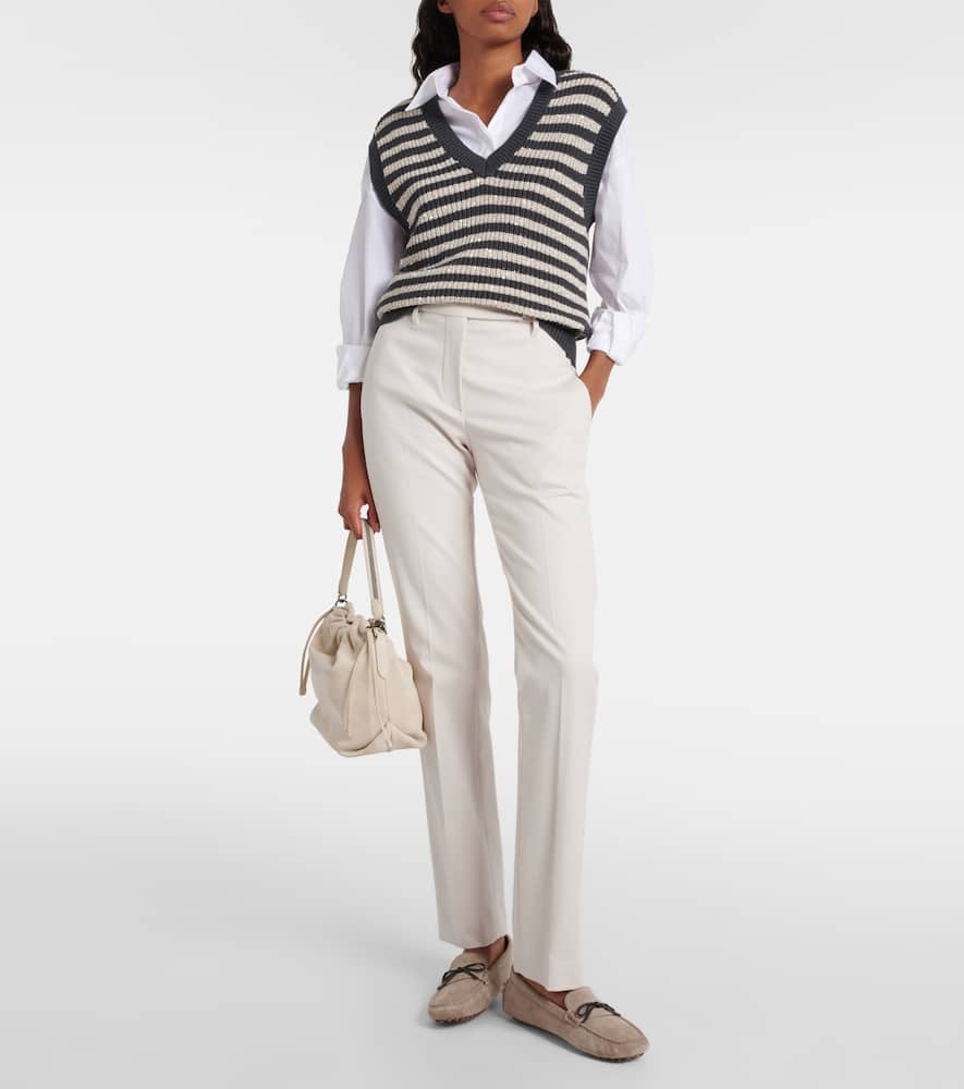 Cotton-blend slim pants