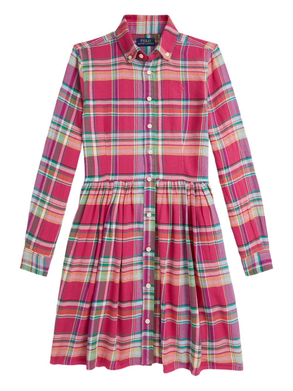 Plaid button-down shirt dress - Pink