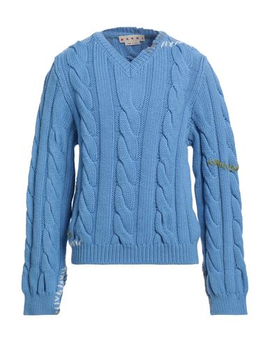 Man Sweater Azure Size 38 Virgin Wool