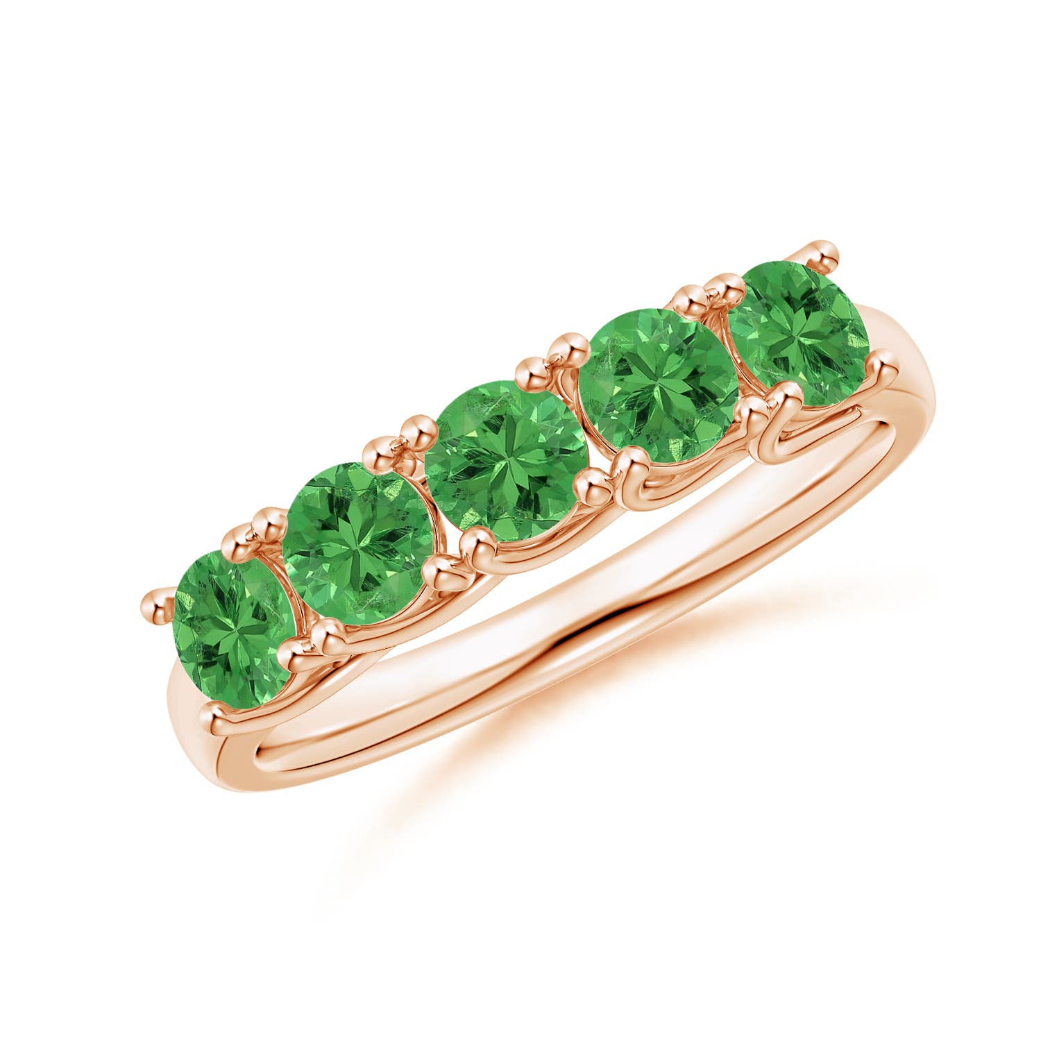 Angara 1.3 Carats Half Eternity Five Stone Tsavorite Wedding Ring in 18K Rose Gold