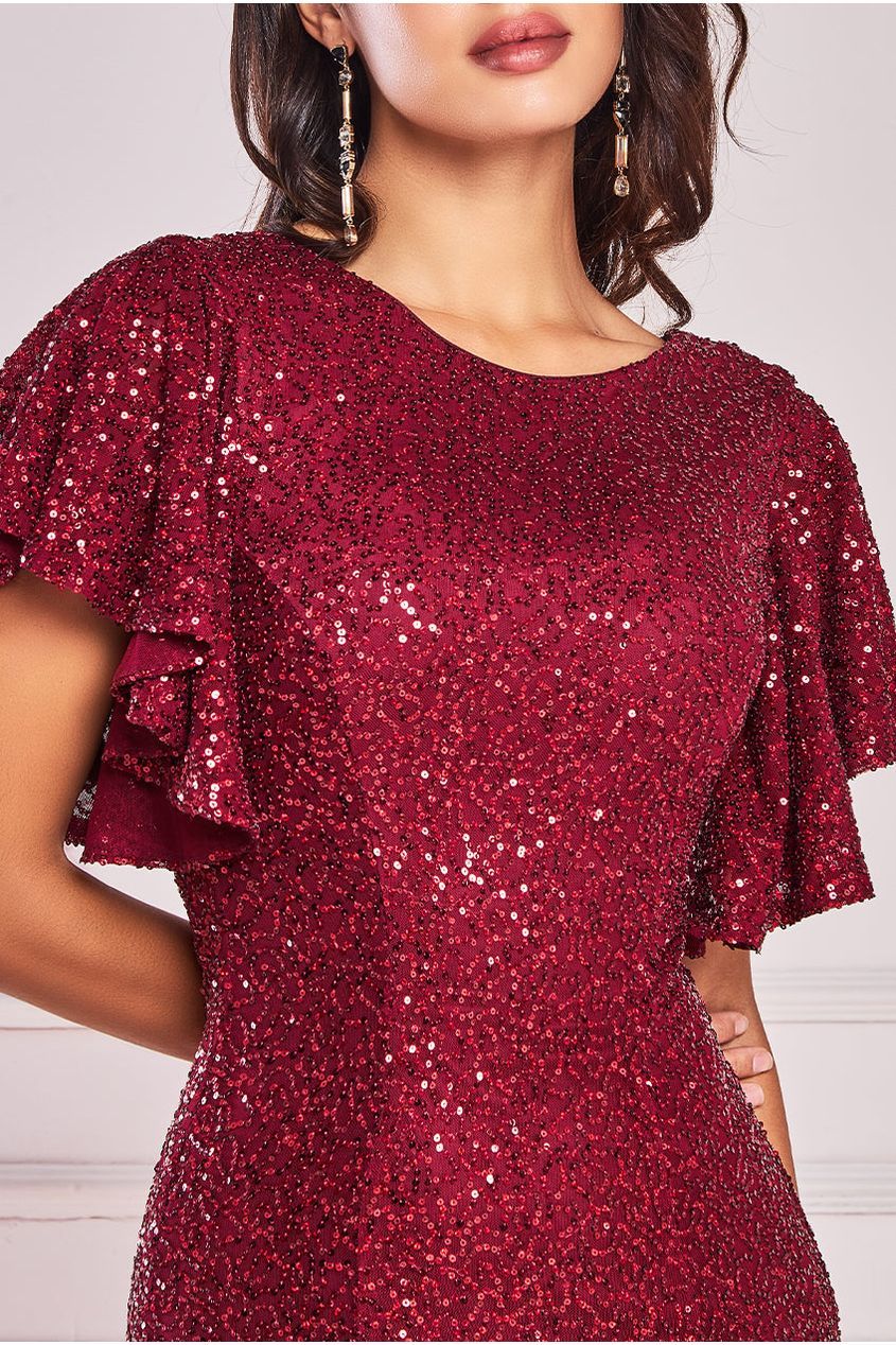 Sequin Flutter Sleeve Maxi