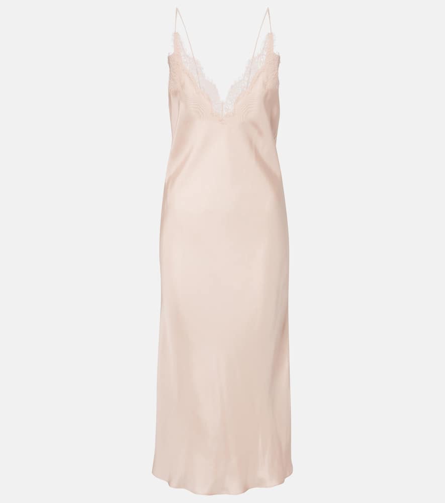 Róhe Lace-trimmed silk satin slip dress