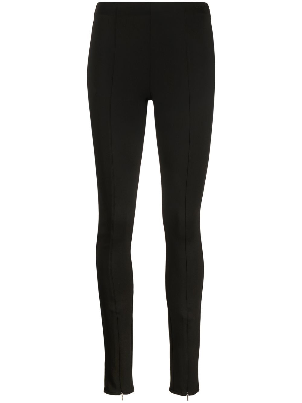 Logo-embroidered cuff-zip leggings - Neutrals