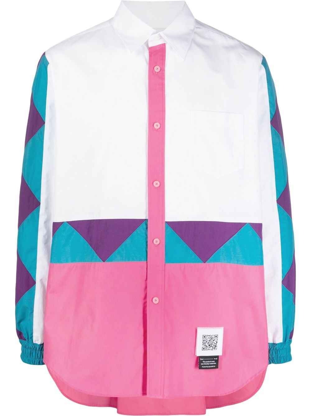 Colour-block windbreaker shirt - White
