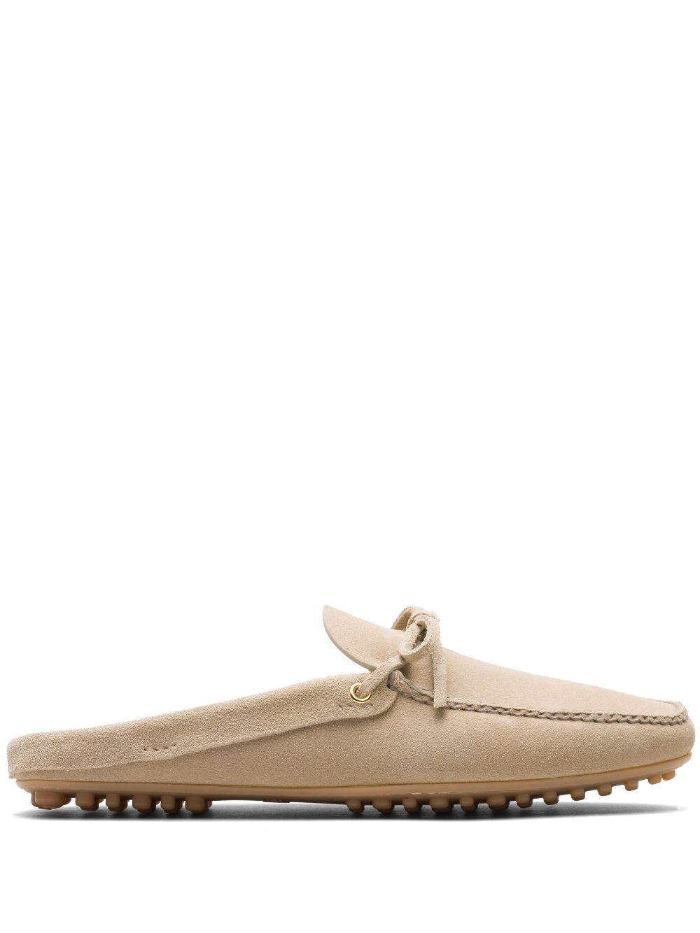 Bow-embellished suede slippers - Brown