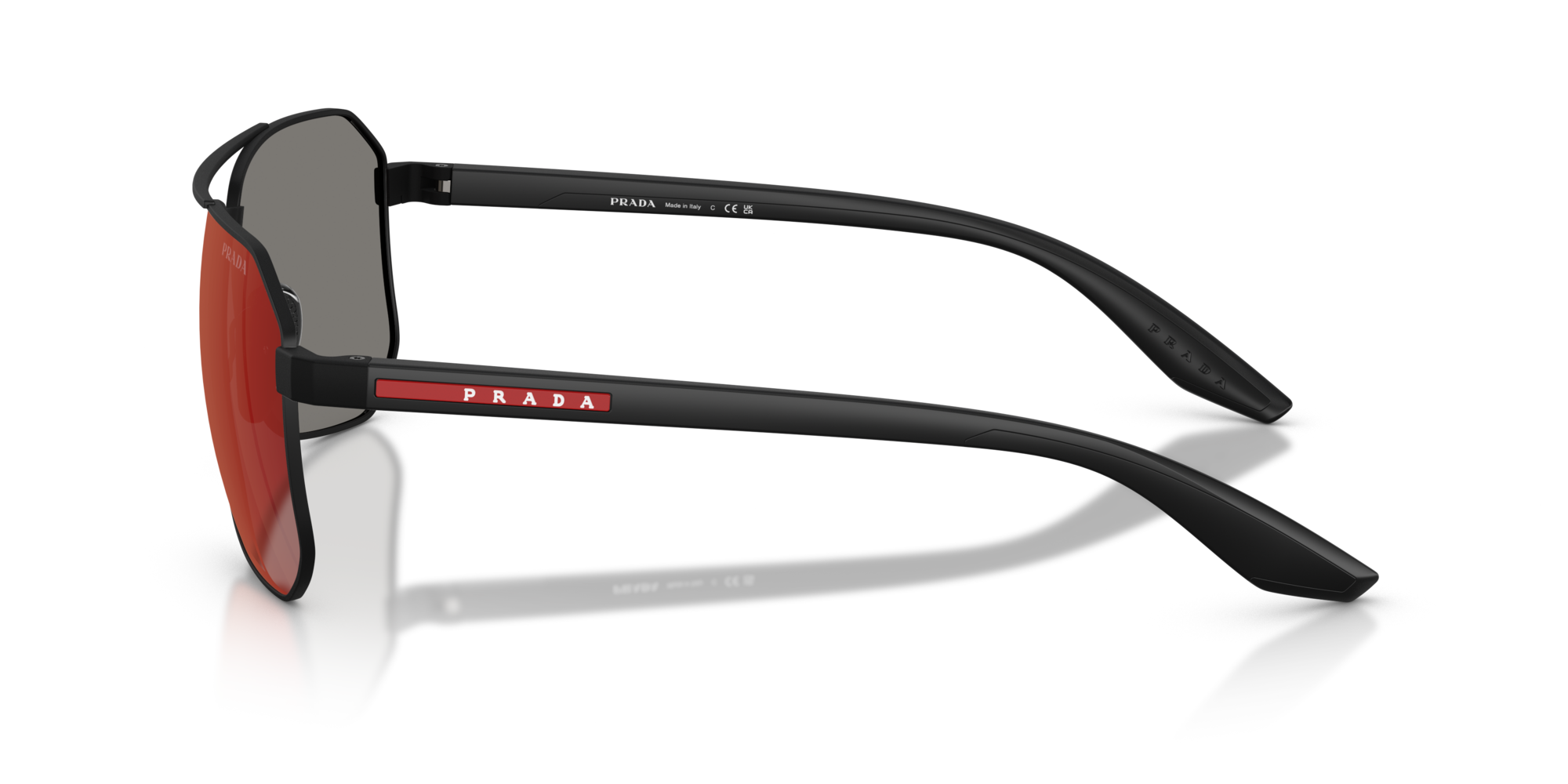 Prada Linea Rossa Man Prada Linea Rossa PS A53S DG008F Sunglasses Metal Black Grey Pilot Mirrored
