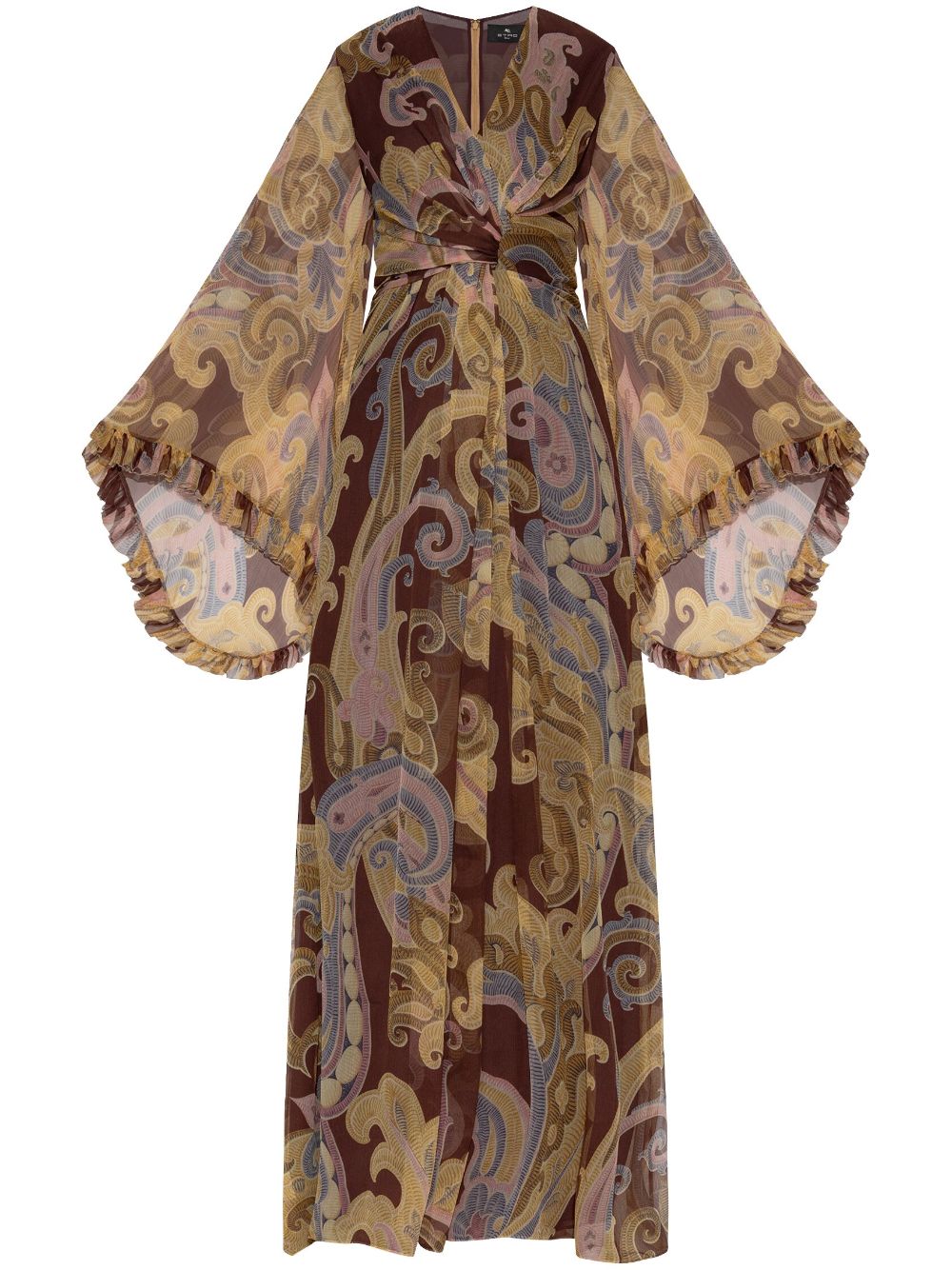 Paisley-print silk maxi dress - Brown