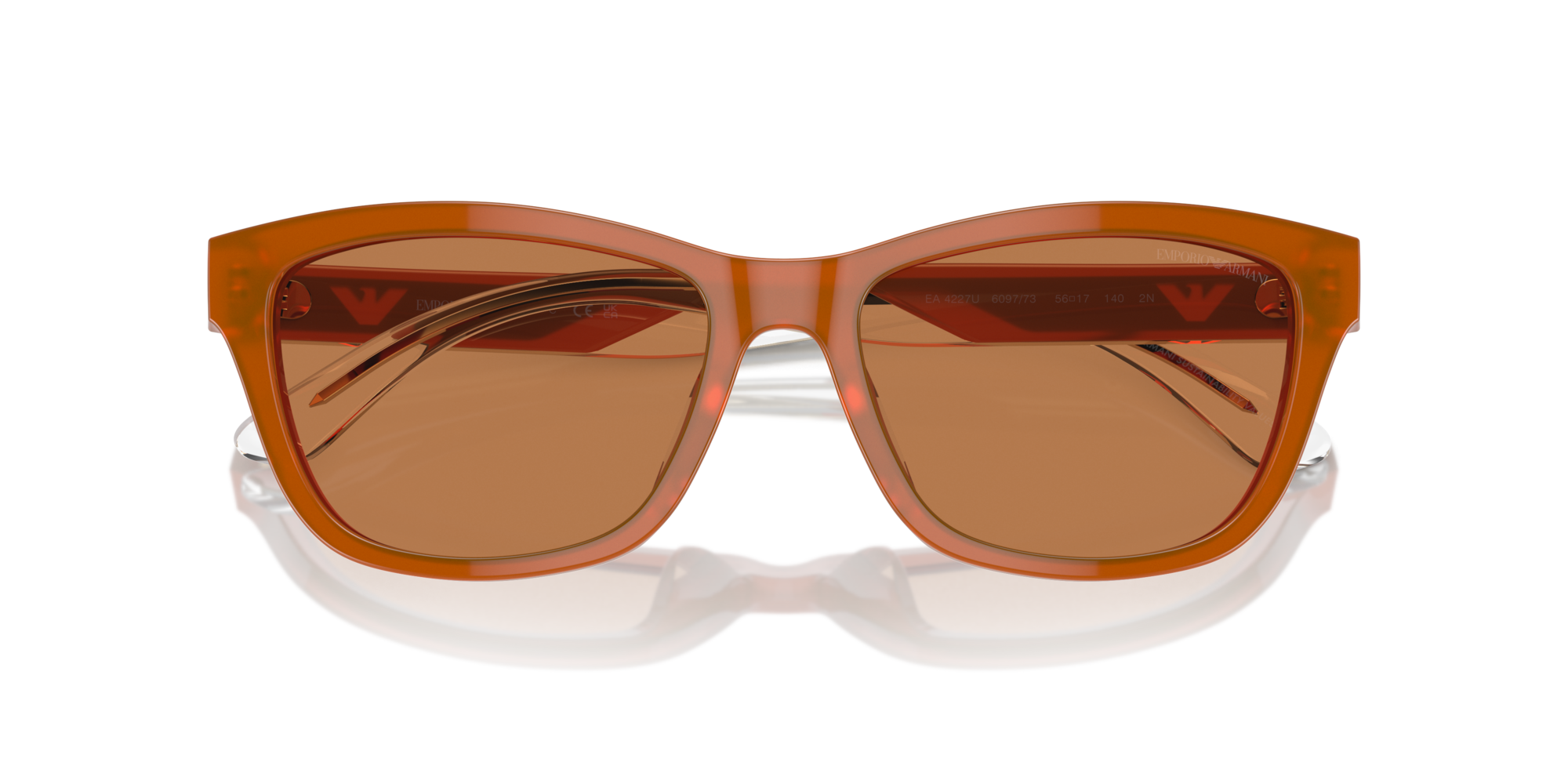 Emporio Armani Woman Emporio Armani EA4227U 609773 Sunglasses Acetate Orange Brown Cat Eye Norma
