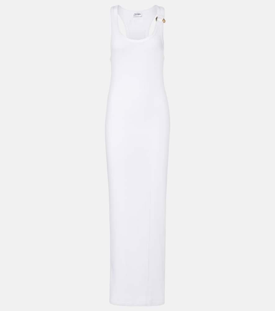 Piercing cotton jersey maxi dress